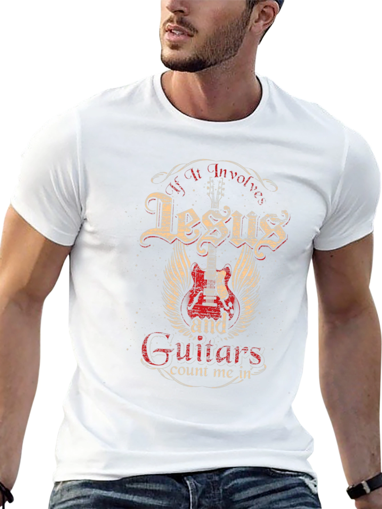 Jesus & Guitars Mens Graphic Tee
