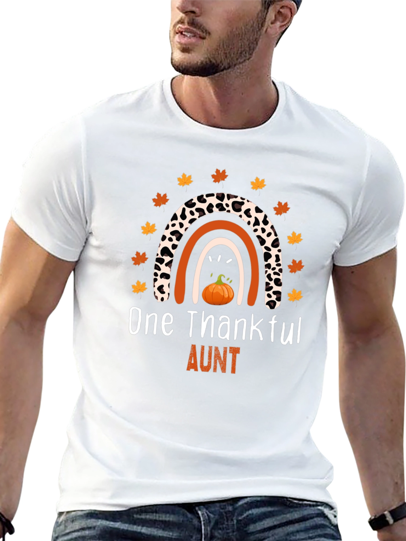 One Thankful Aunt Thanksgiving Graphic T-Shirt