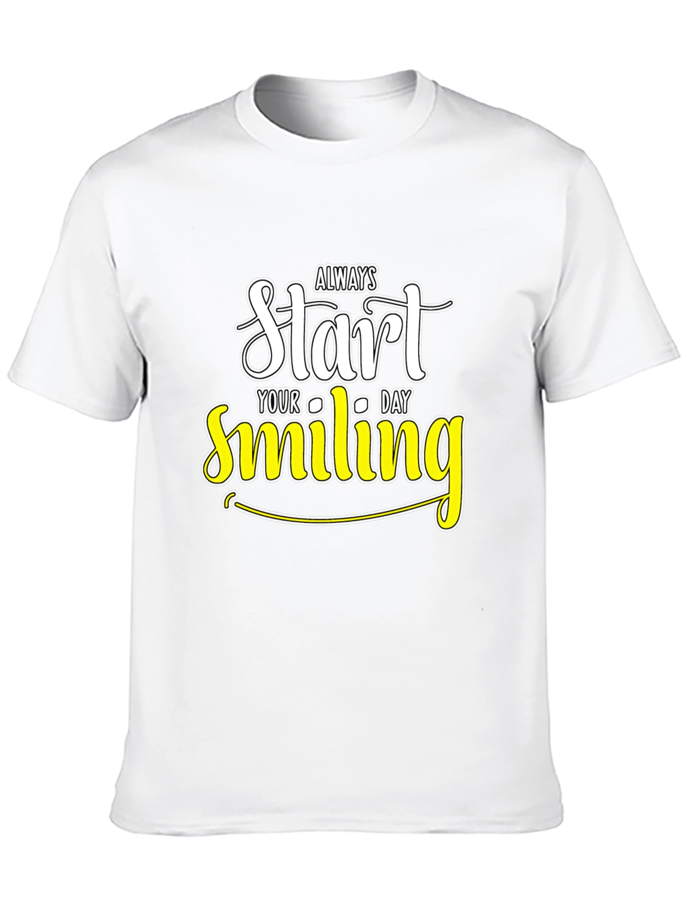 Always Start Smiling T-Shirt - Black Inspirational Design