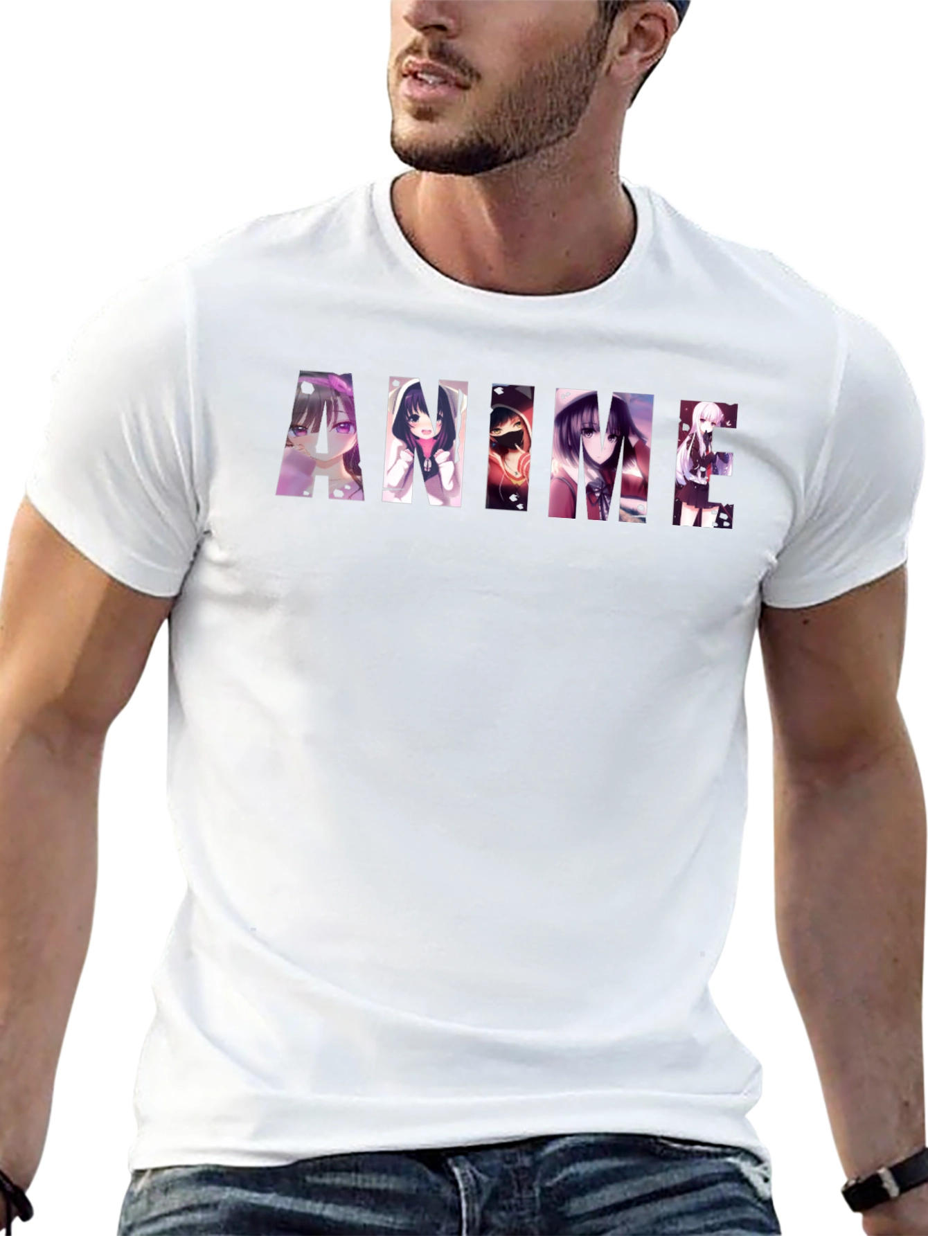 Anime Graphic Print Black T-Shirt