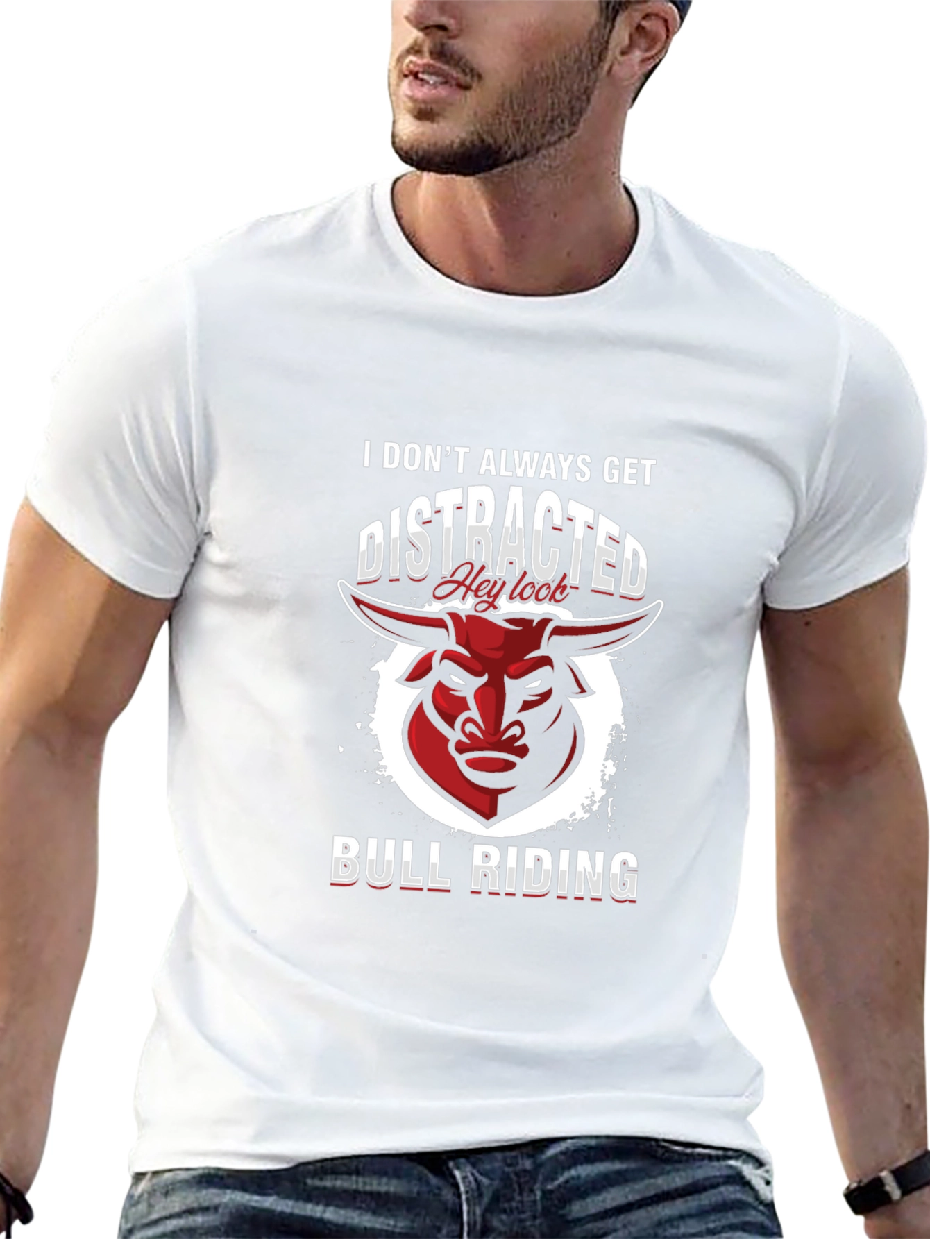Bull Riding T-Shirt - Distracted Funny Tee