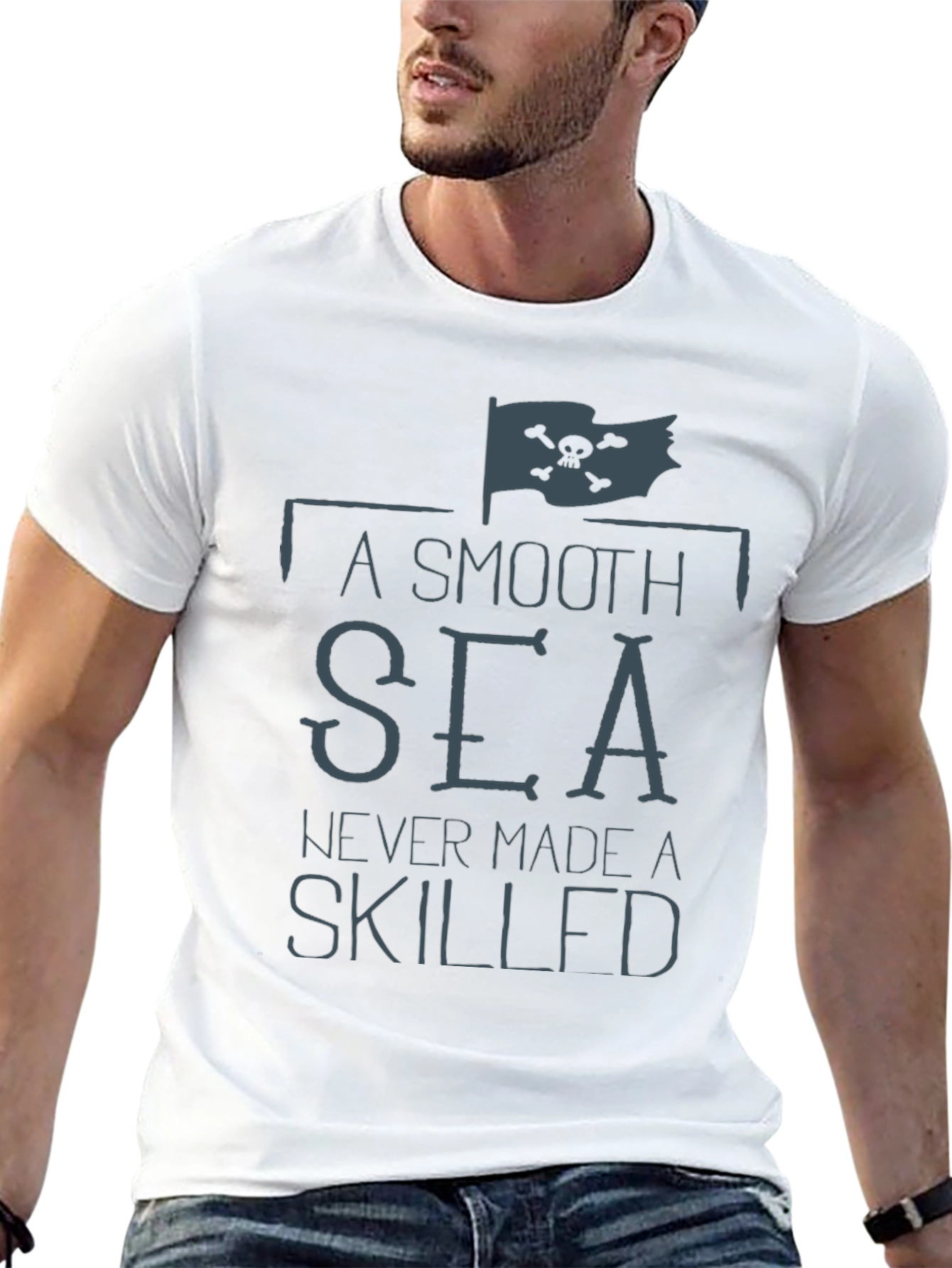 Smooth Sea Skilled Sailor T-Shirt - Pirate Flag