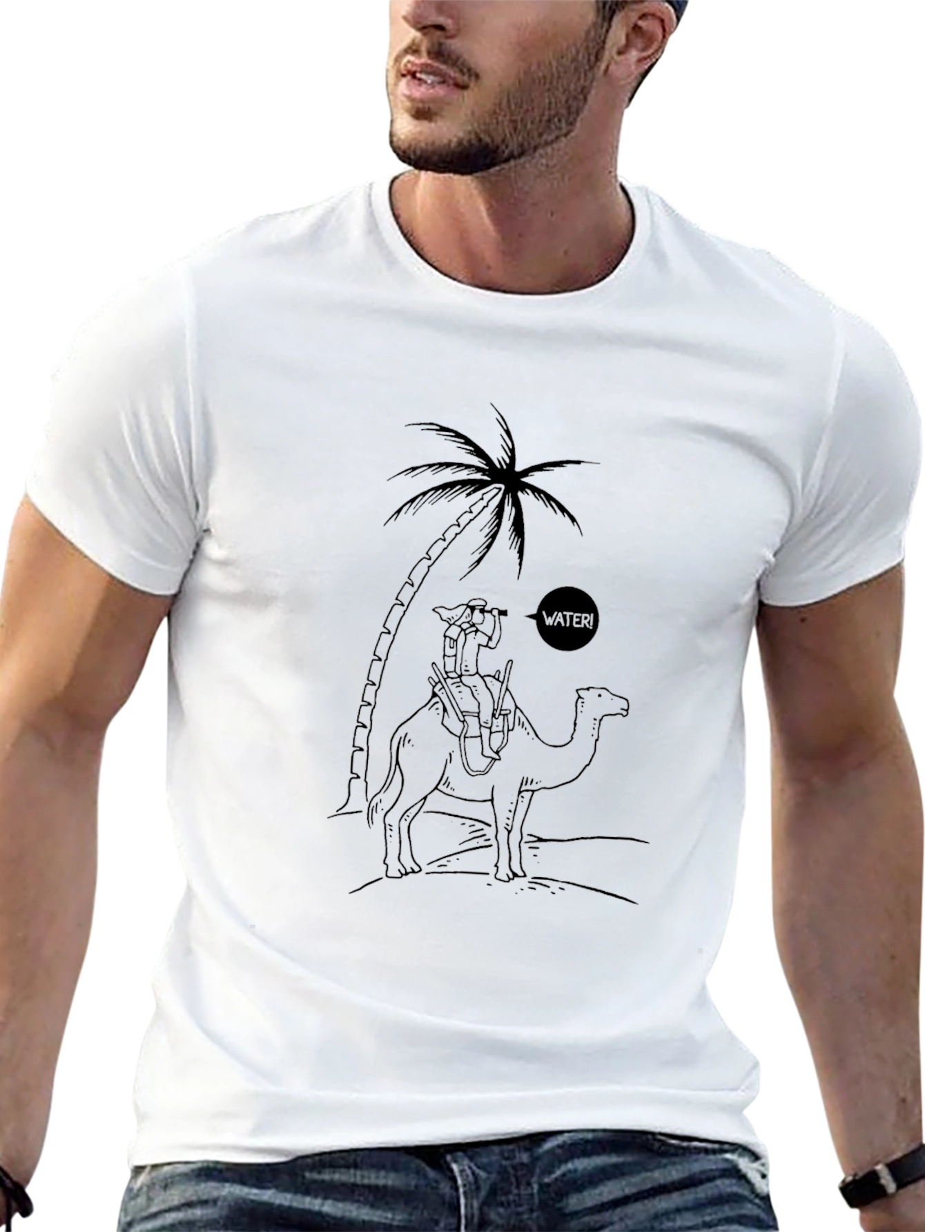 Camel Desert Water Graphic T-Shirt
