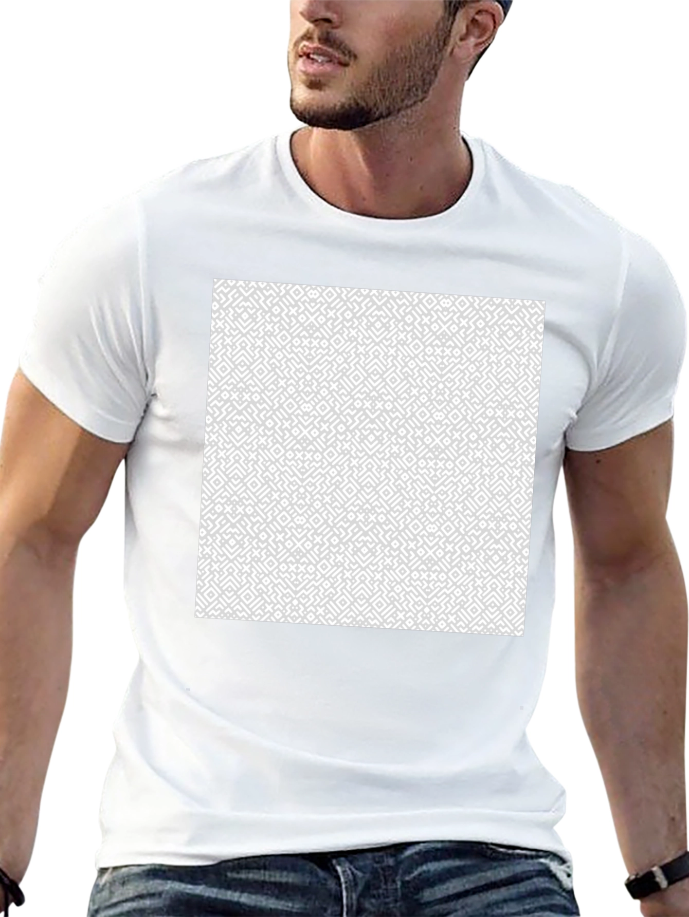 Geometric Pattern Tee - Stylish Black Shirt