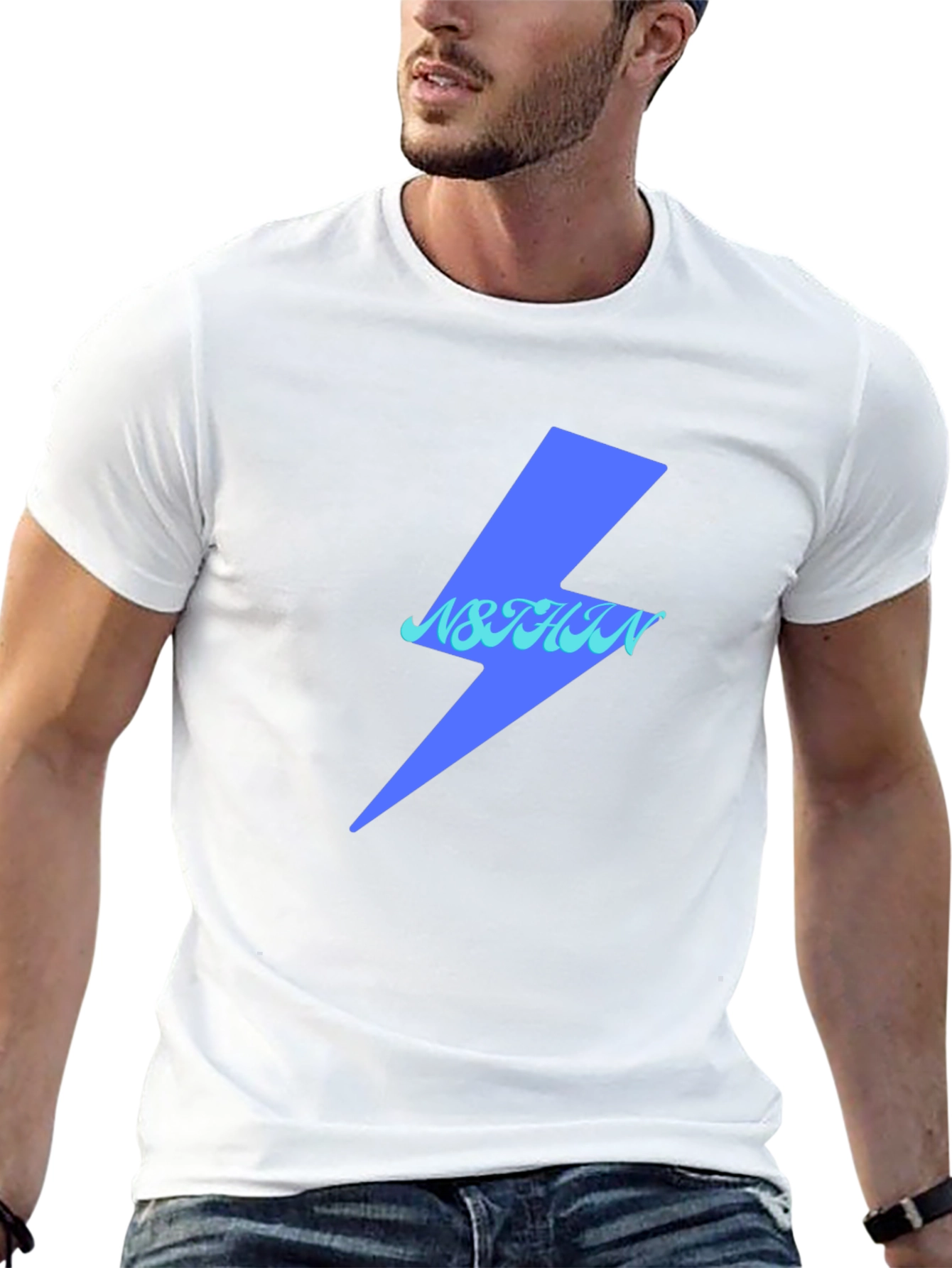 Lightning Bolt Graphic Tee - Black Cotton Casual Top