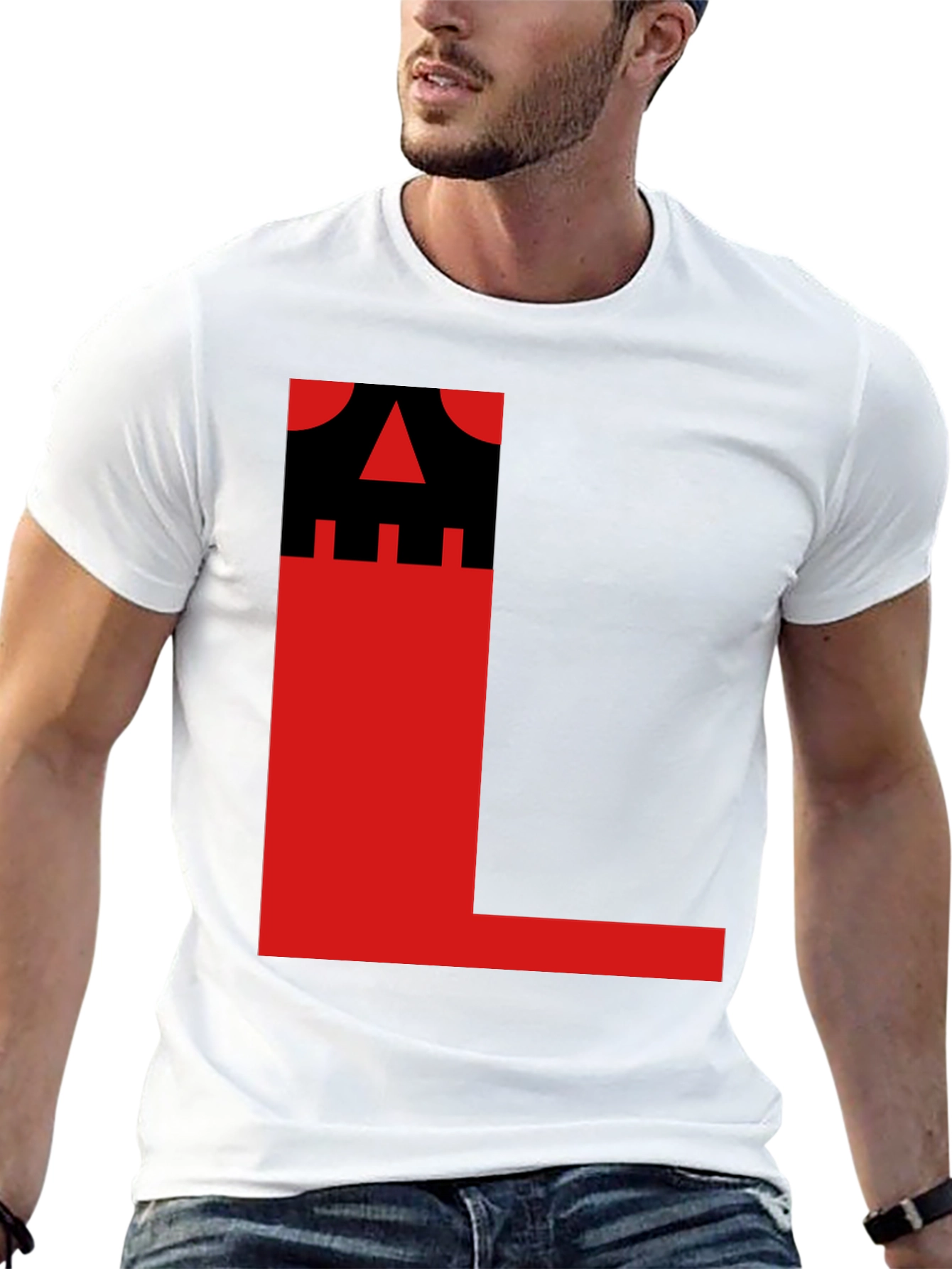Bold Graphic Tee - Black with Red L Design