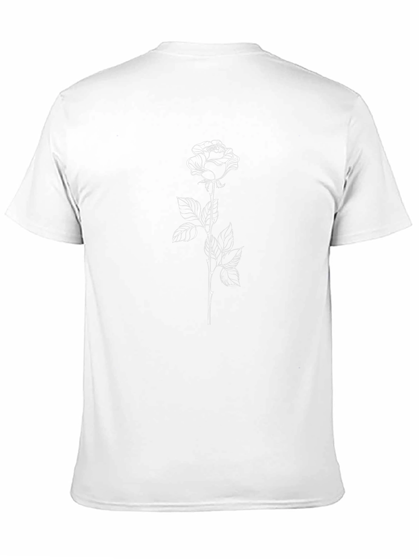 Rose Outline Graphic Tee - Soft Black Cotton Shirt