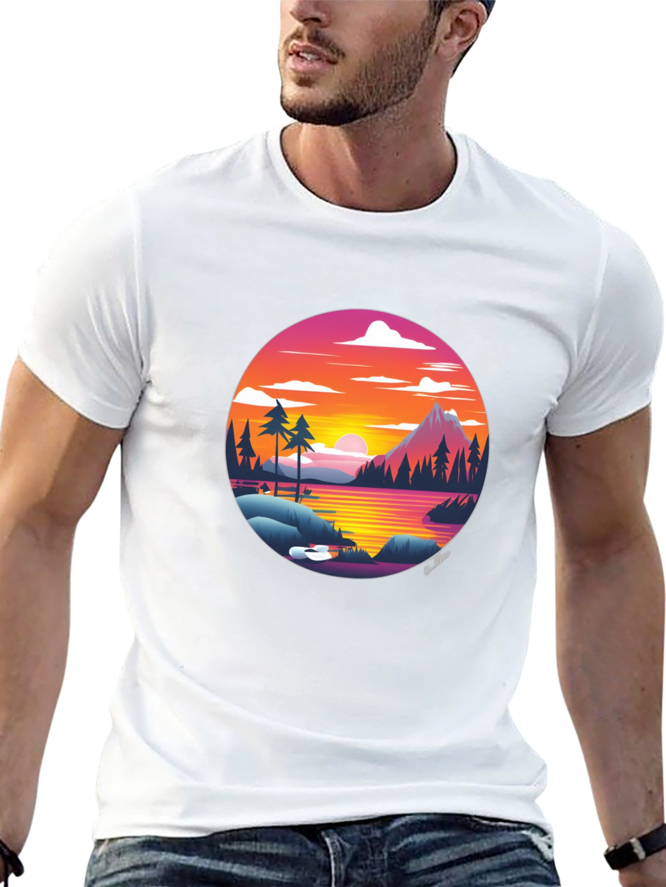Retro Sunset Lake T-Shirt
