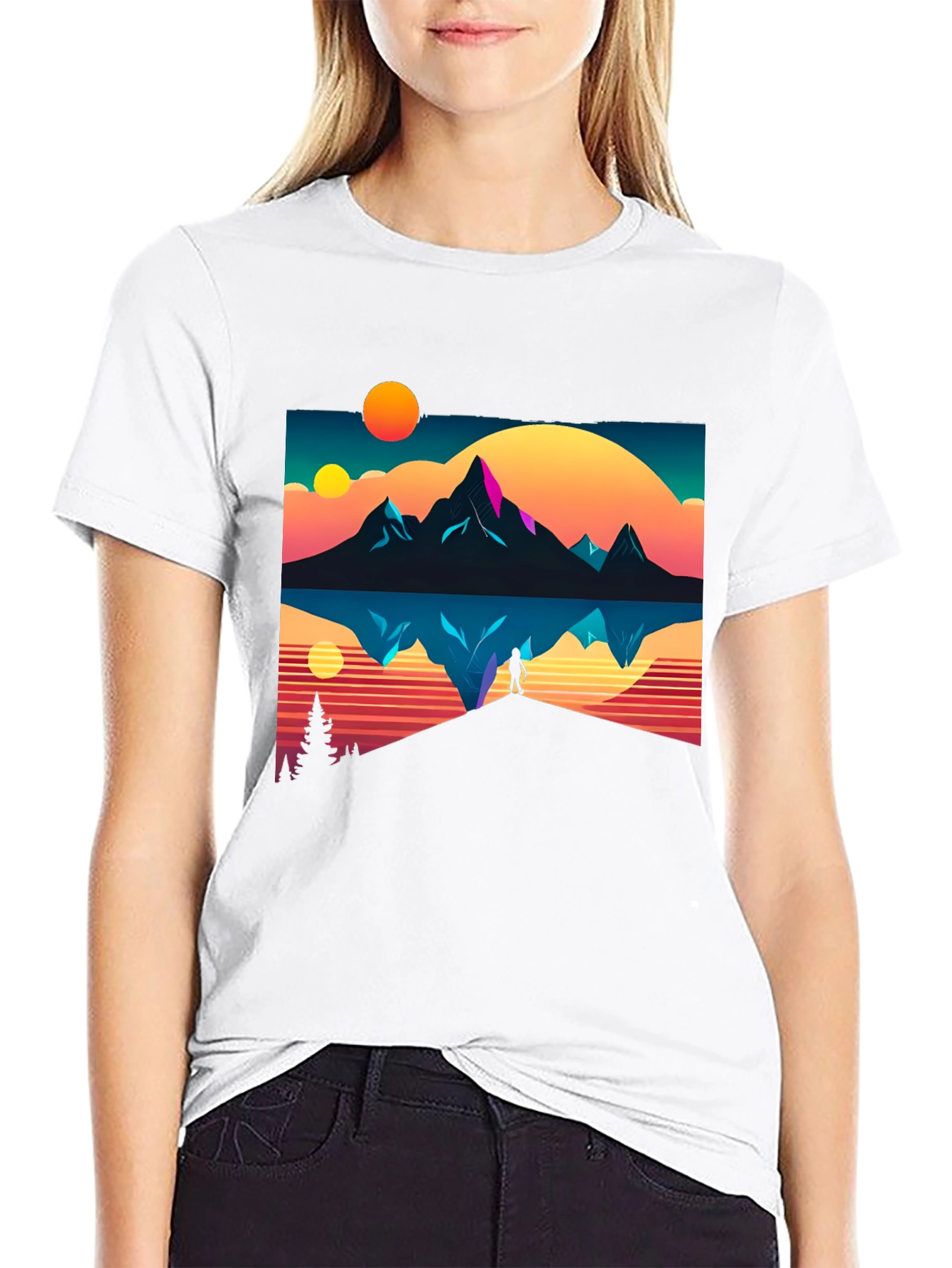 Retro Mountain Reflection Graphic Tee