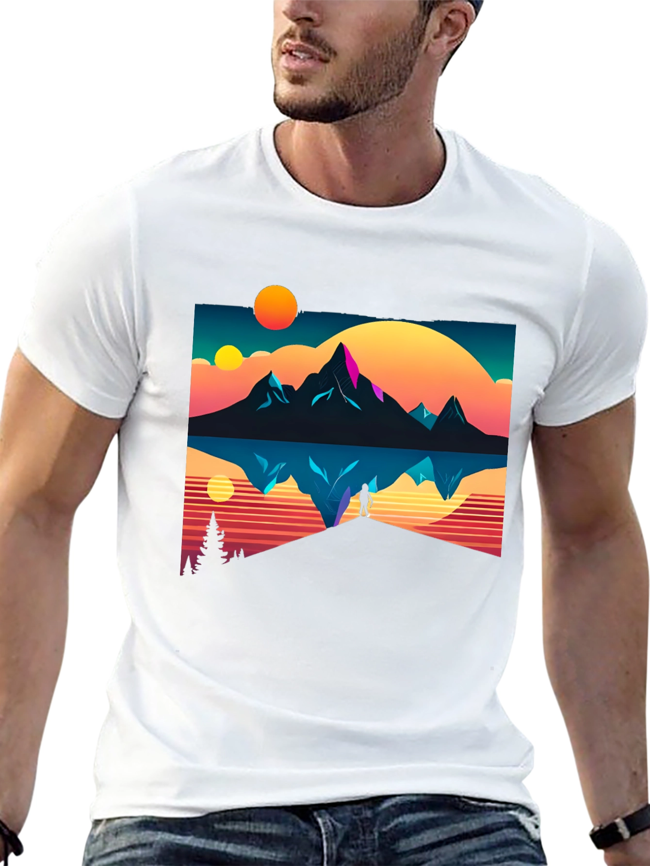 Retro Mountain Reflection Graphic Tee