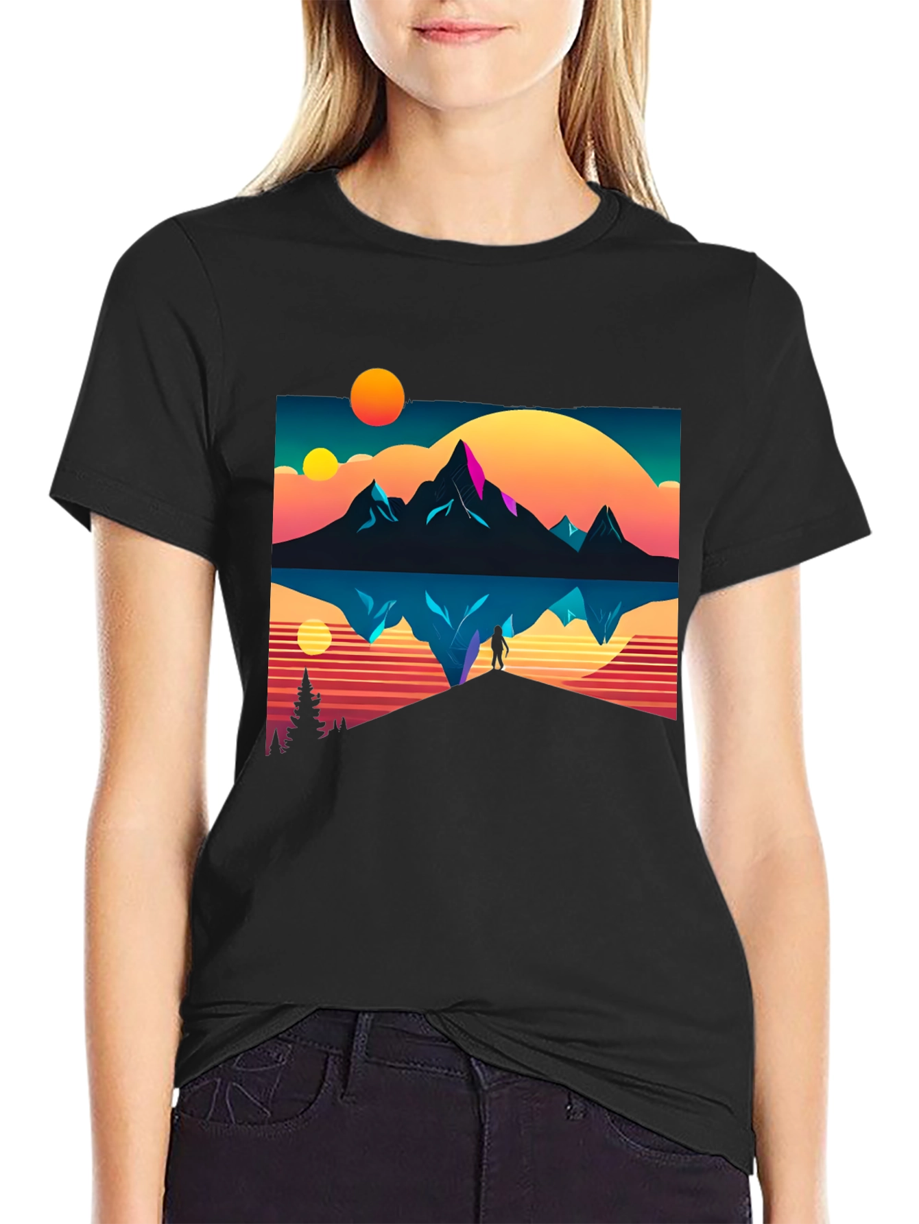 Retro Mountain Reflection Graphic Tee