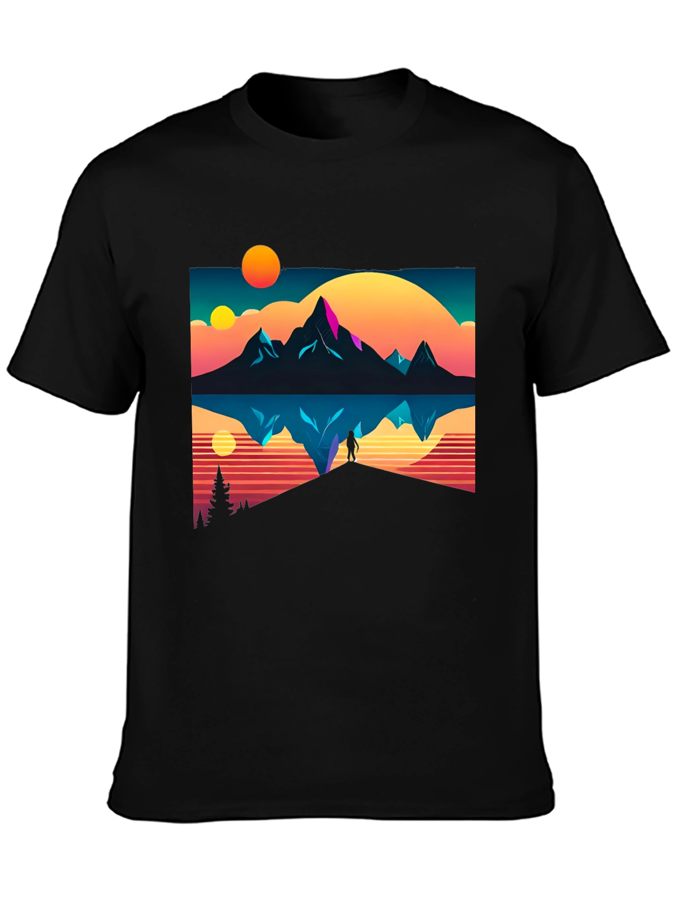 Retro Mountain Reflection Graphic Tee