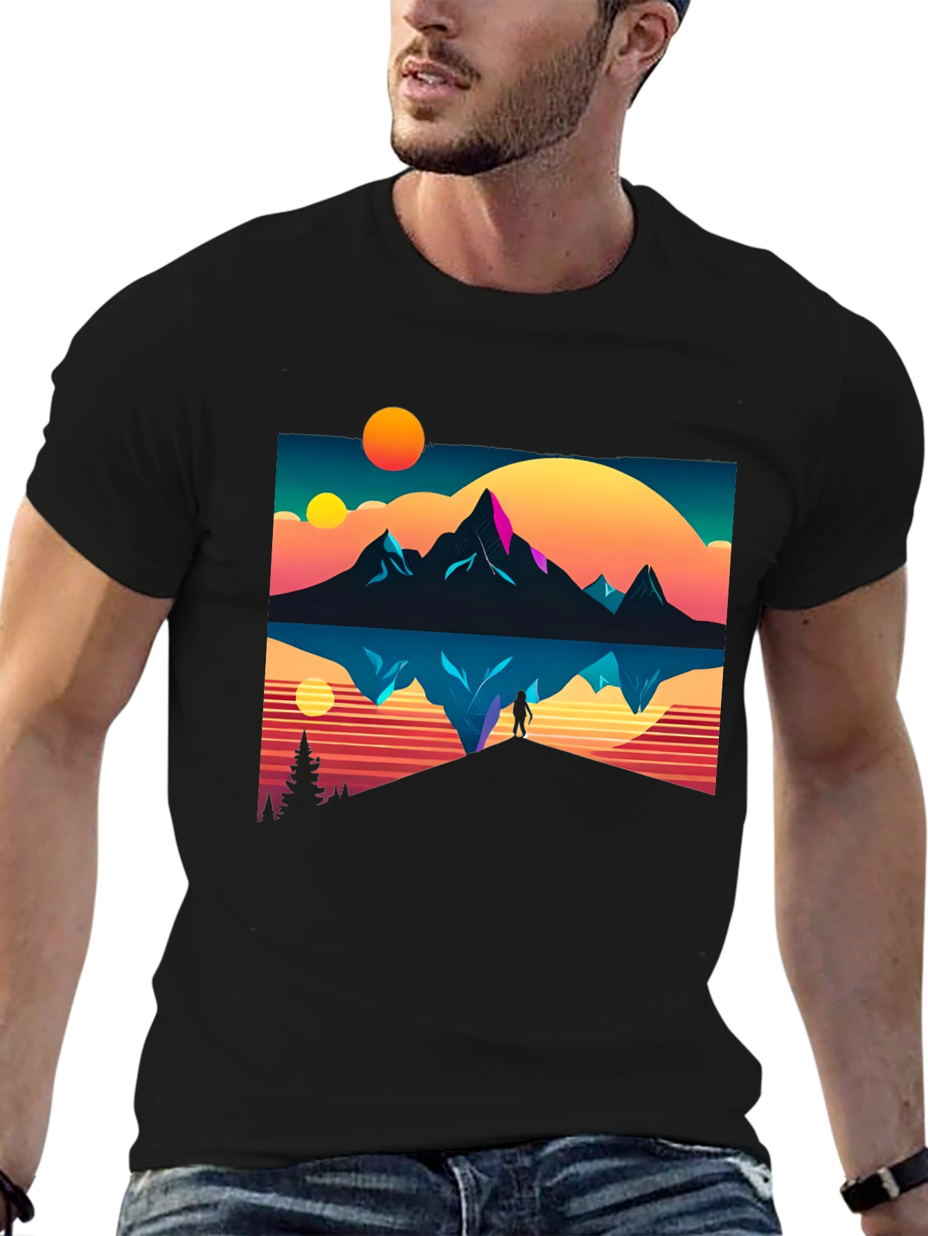 Retro Mountain Reflection Graphic Tee