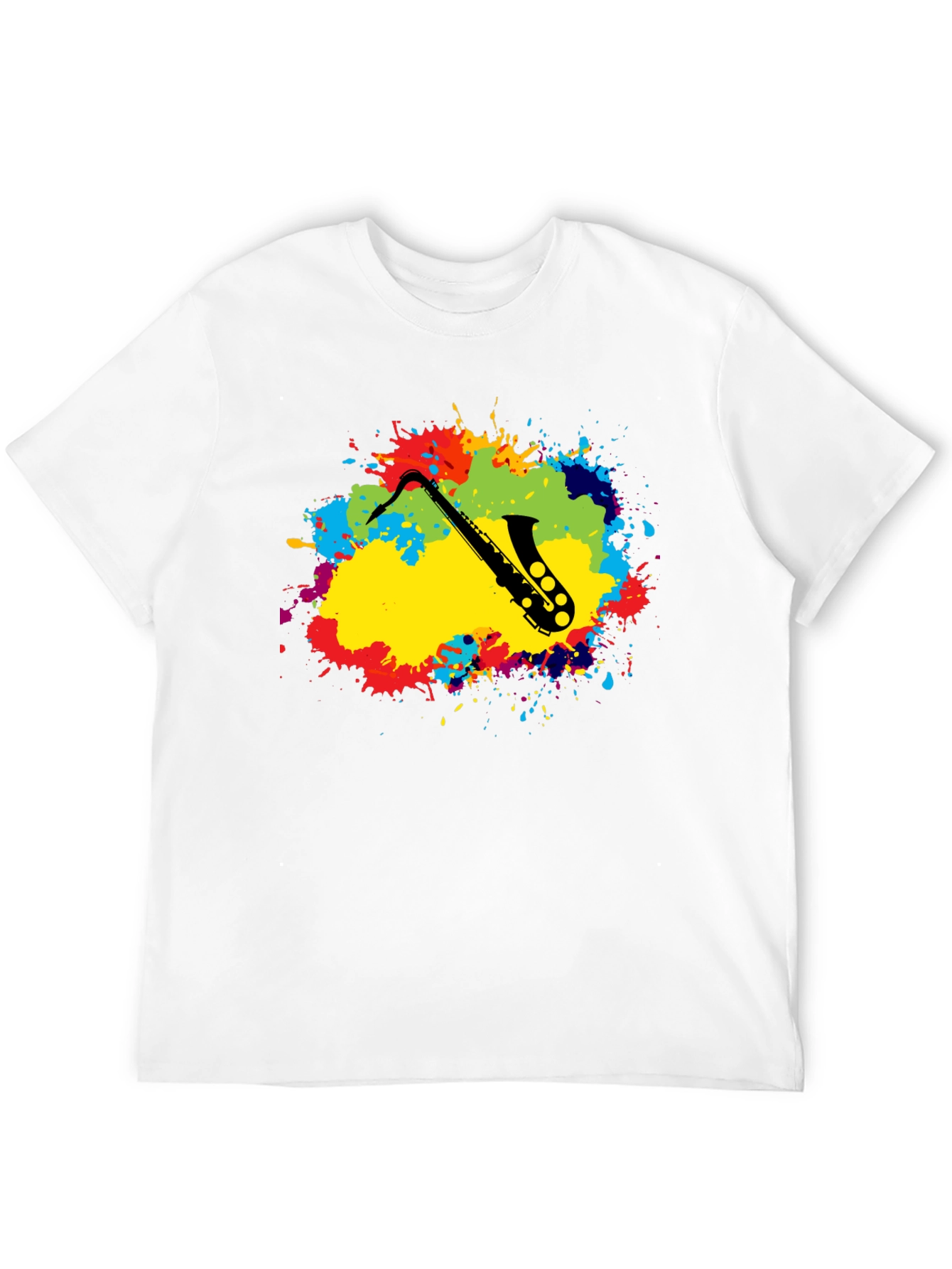 Saxophone Splatter Graphic Tee - Black Cotton Blend