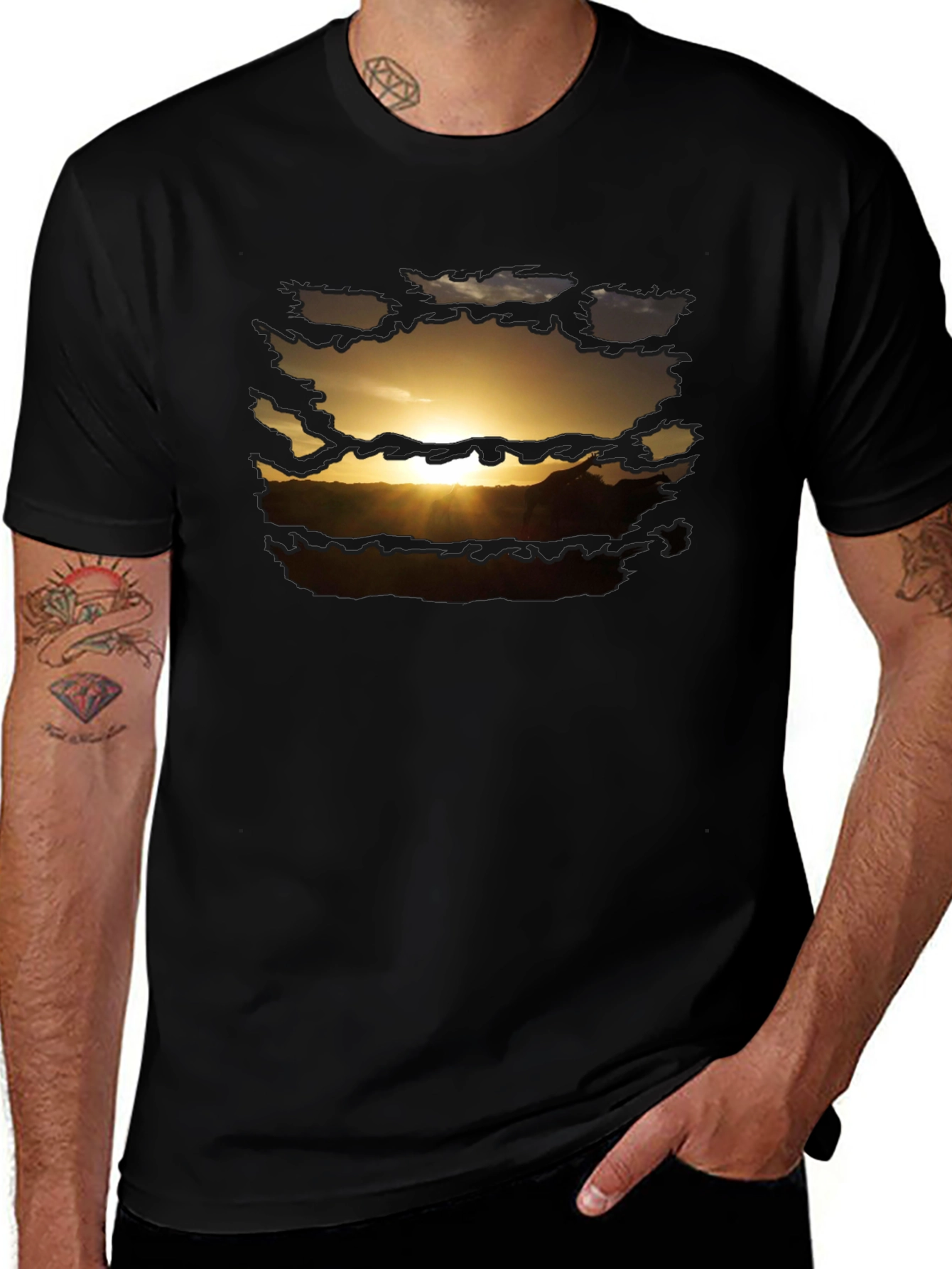 Sunset Graphic Print Mens T-Shirt