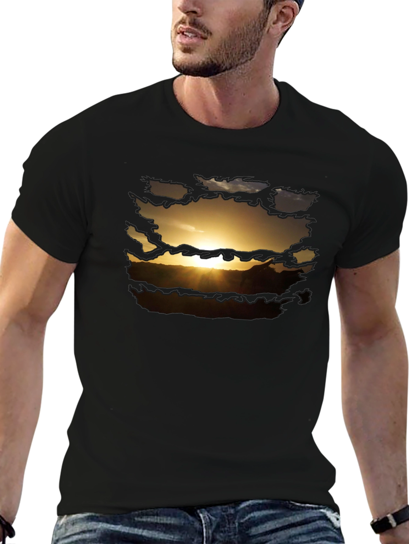 Sunset Graphic Print Mens T-Shirt