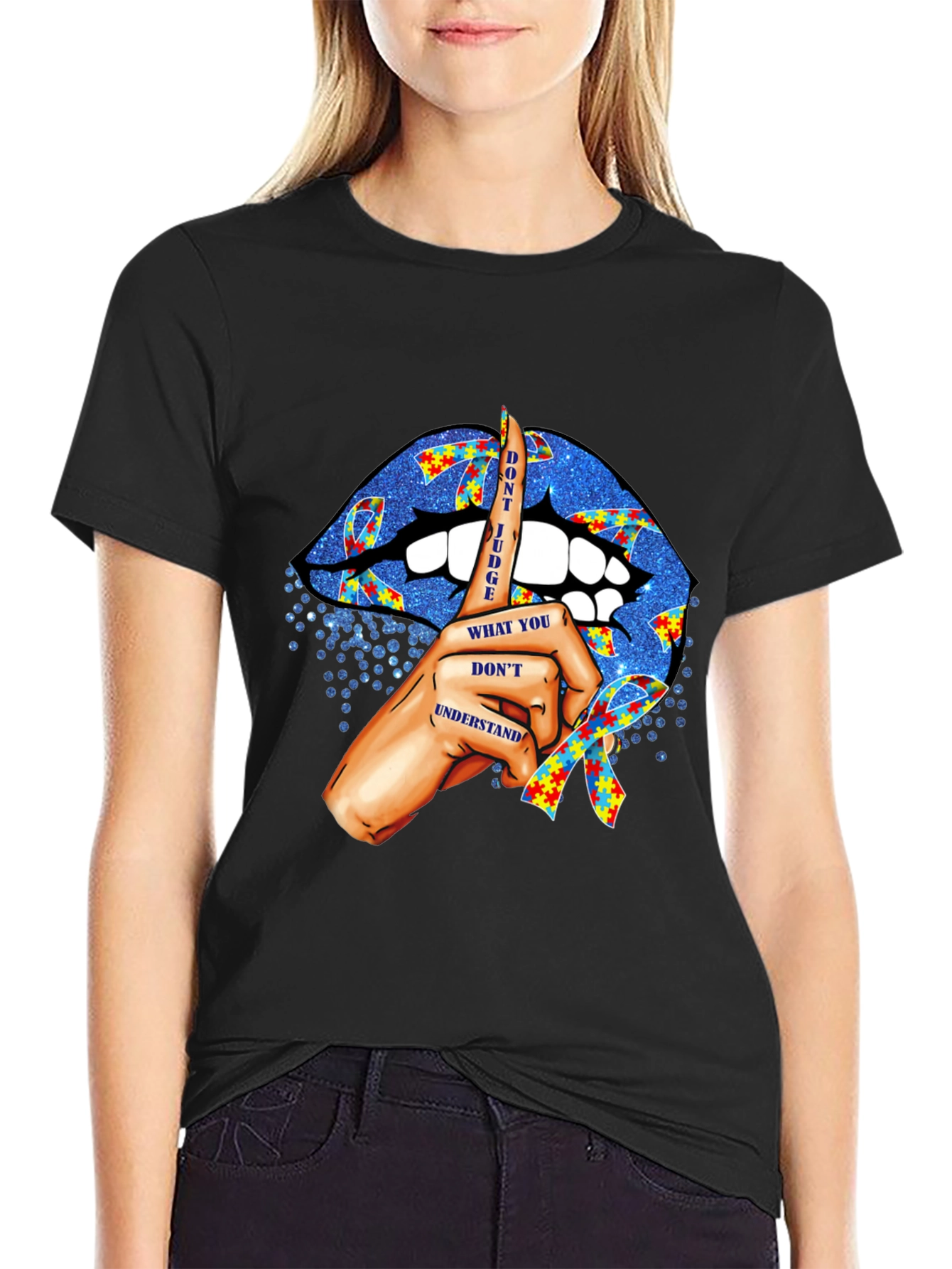 Autism Awareness Lips T-Shirt - Dont Judge