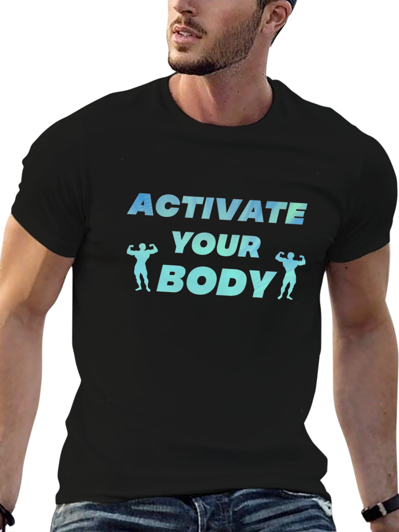Activate Your Body Graphic Print Black T-Shirt