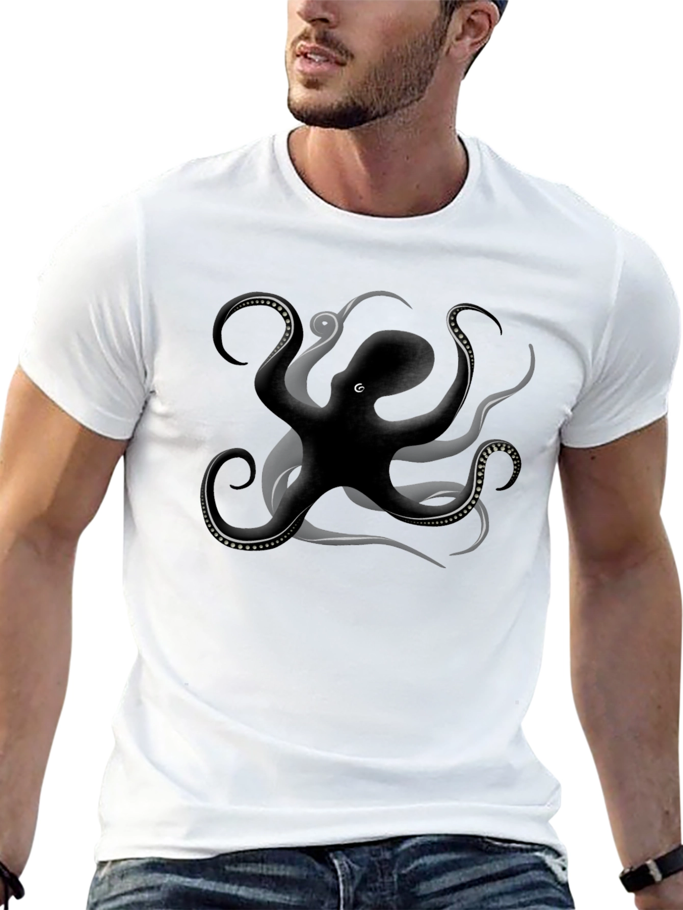 Octopus Graphic Tee - Stylish Mens Black T-Shirt