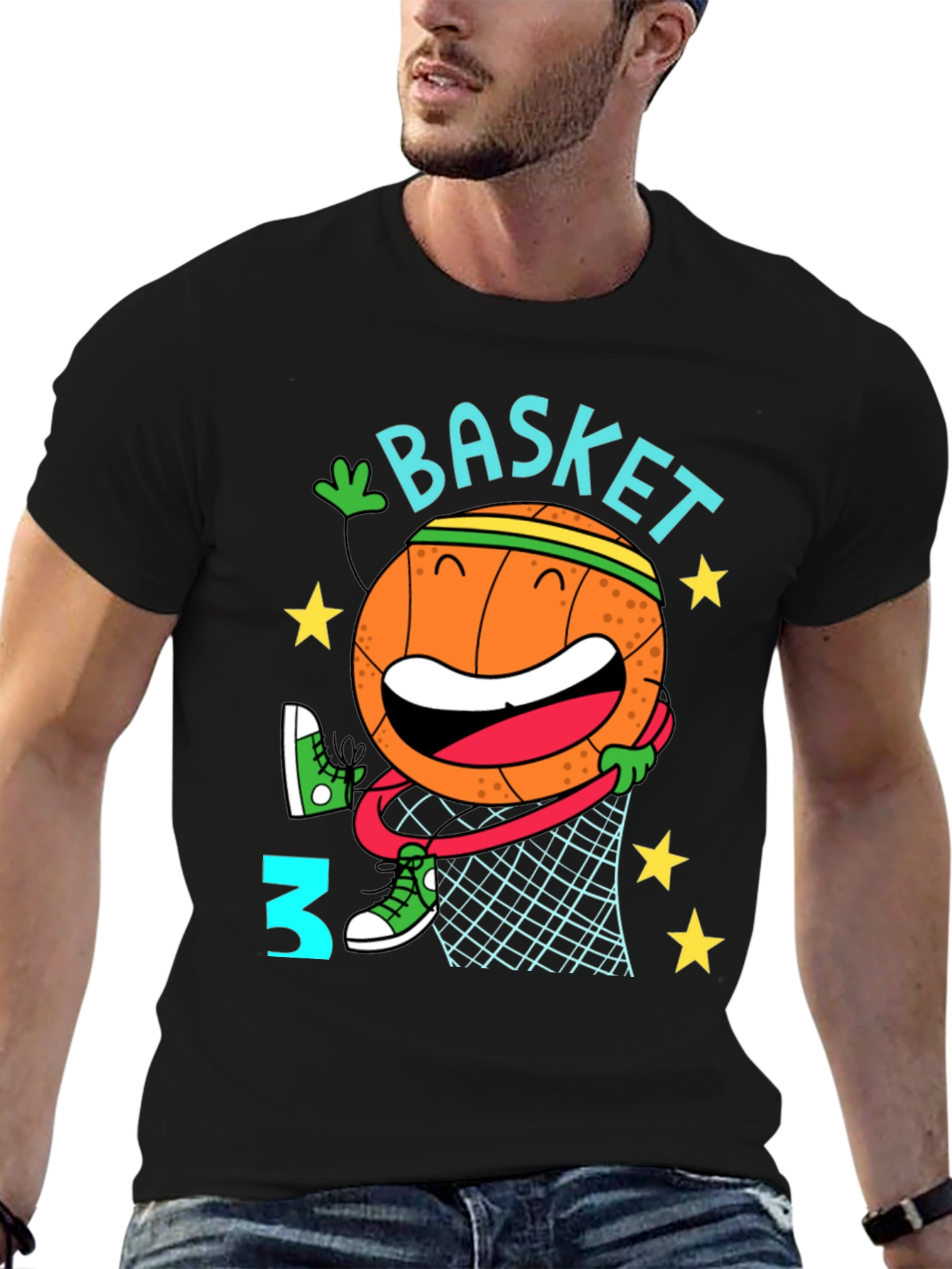 Basketball Cartoon Graphic T-Shirt