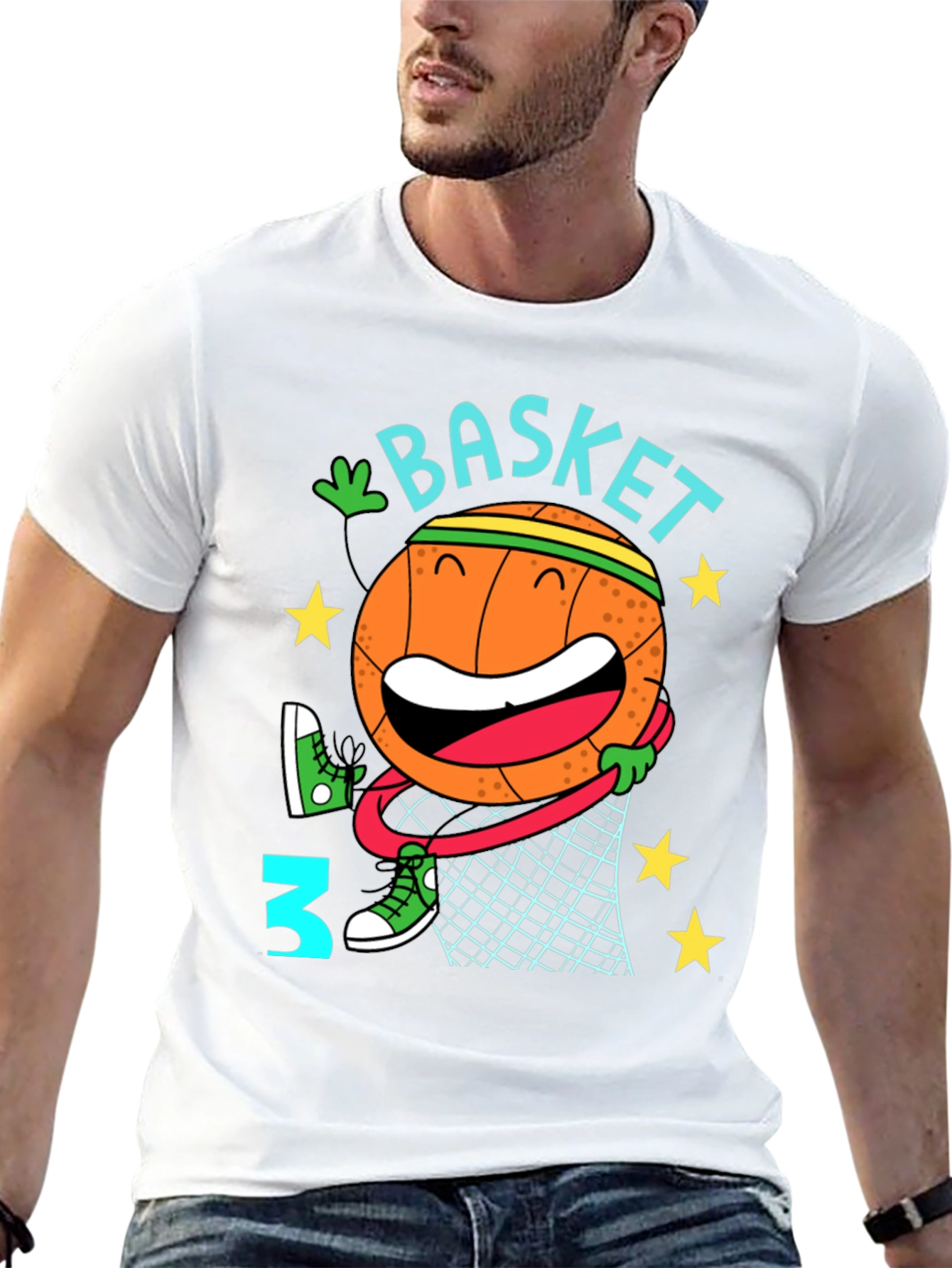 Basketball Cartoon Graphic T-Shirt