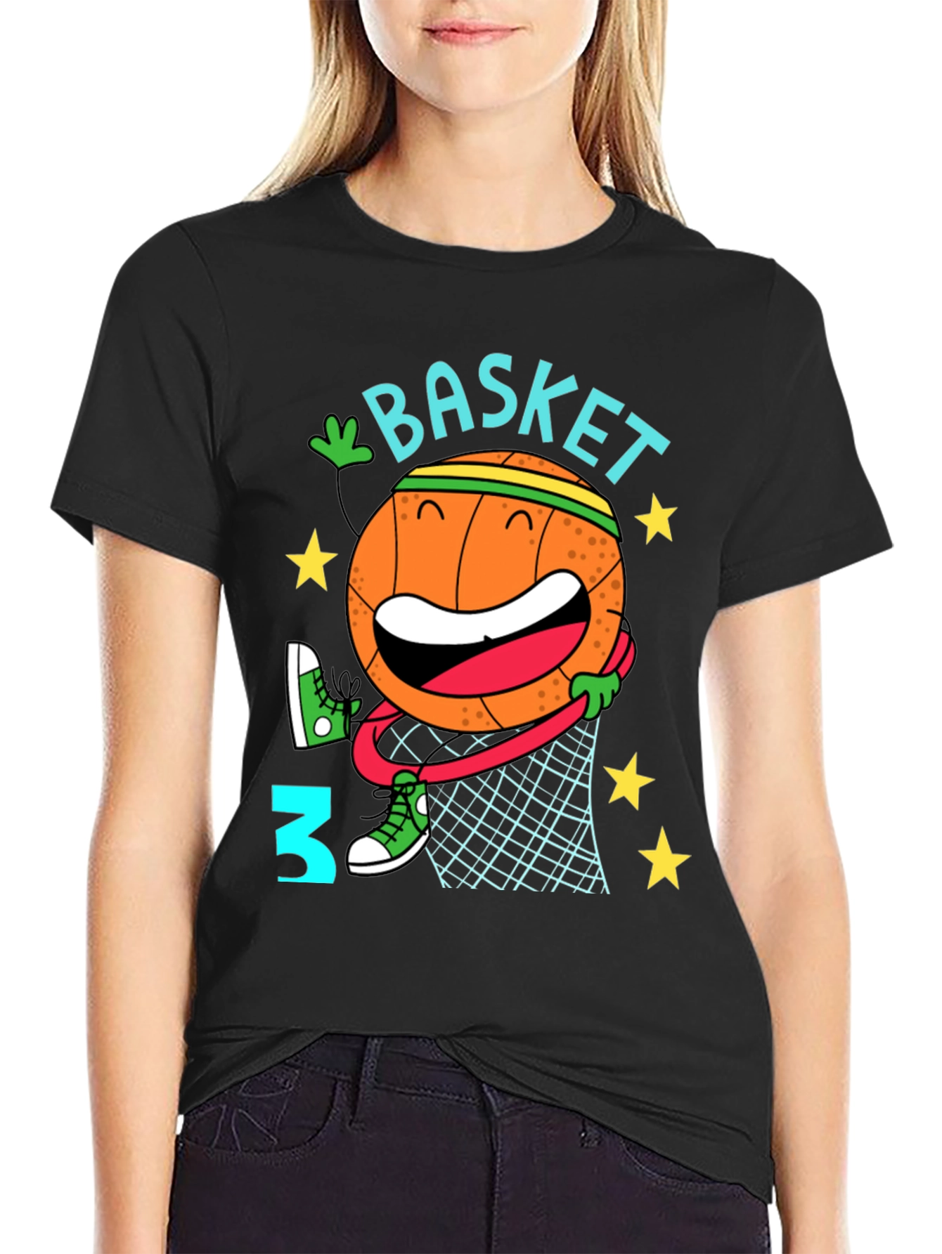 Basketball Cartoon Graphic T-Shirt