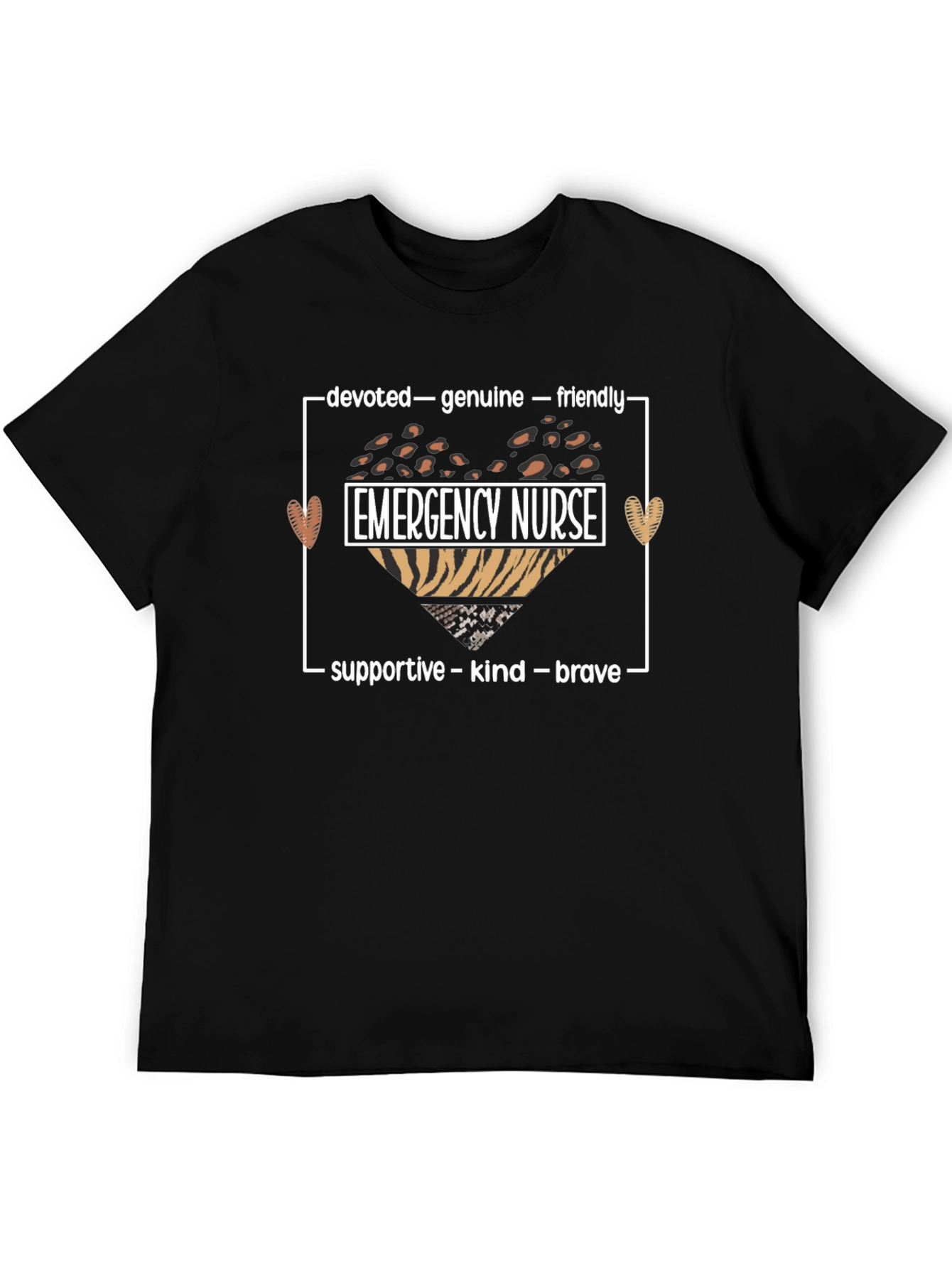 Emergency Nurse Heart Graphic T-Shirt - Devoted Genuine Friendly
