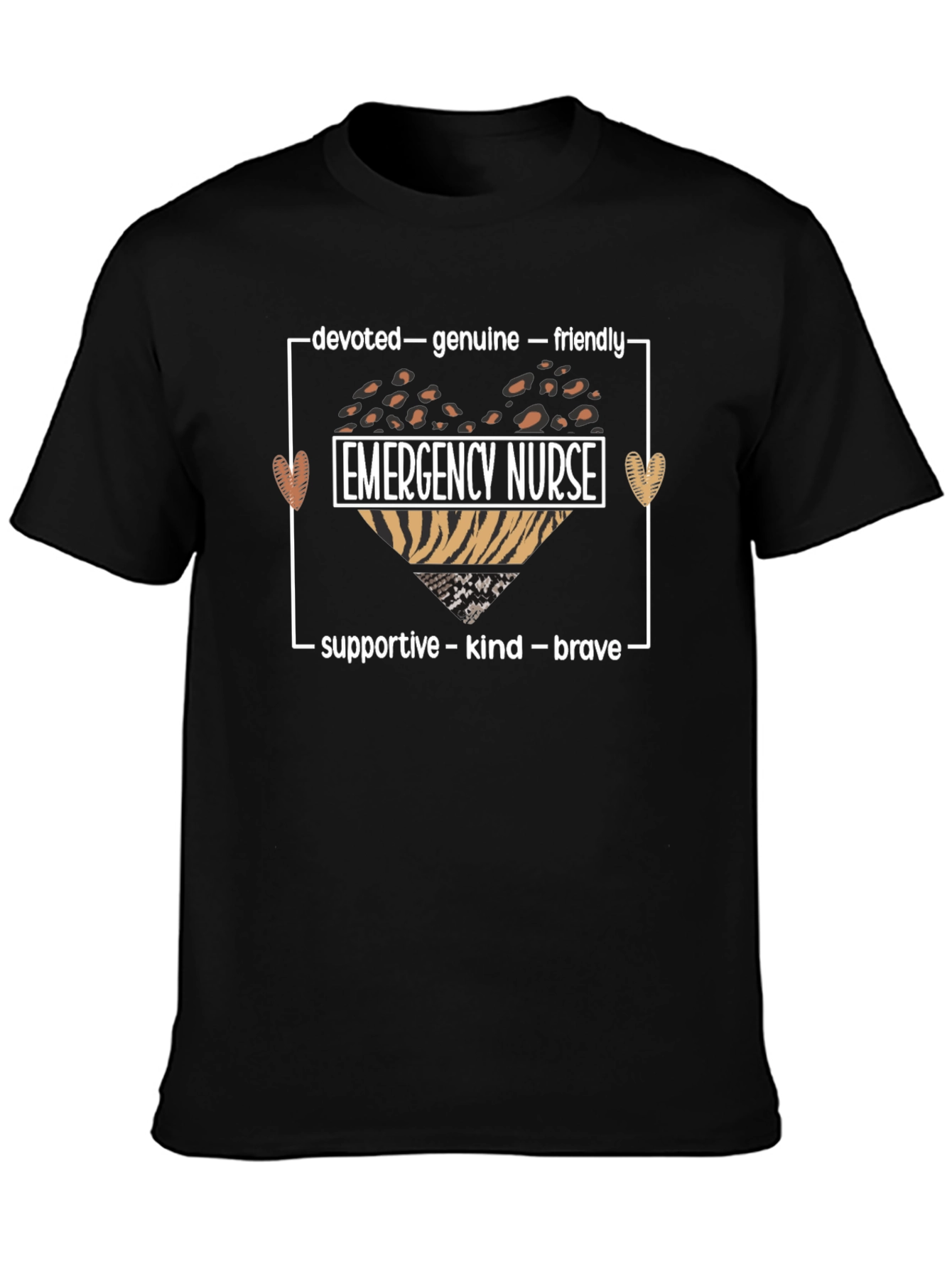 Emergency Nurse Heart Graphic T-Shirt - Devoted Genuine Friendly