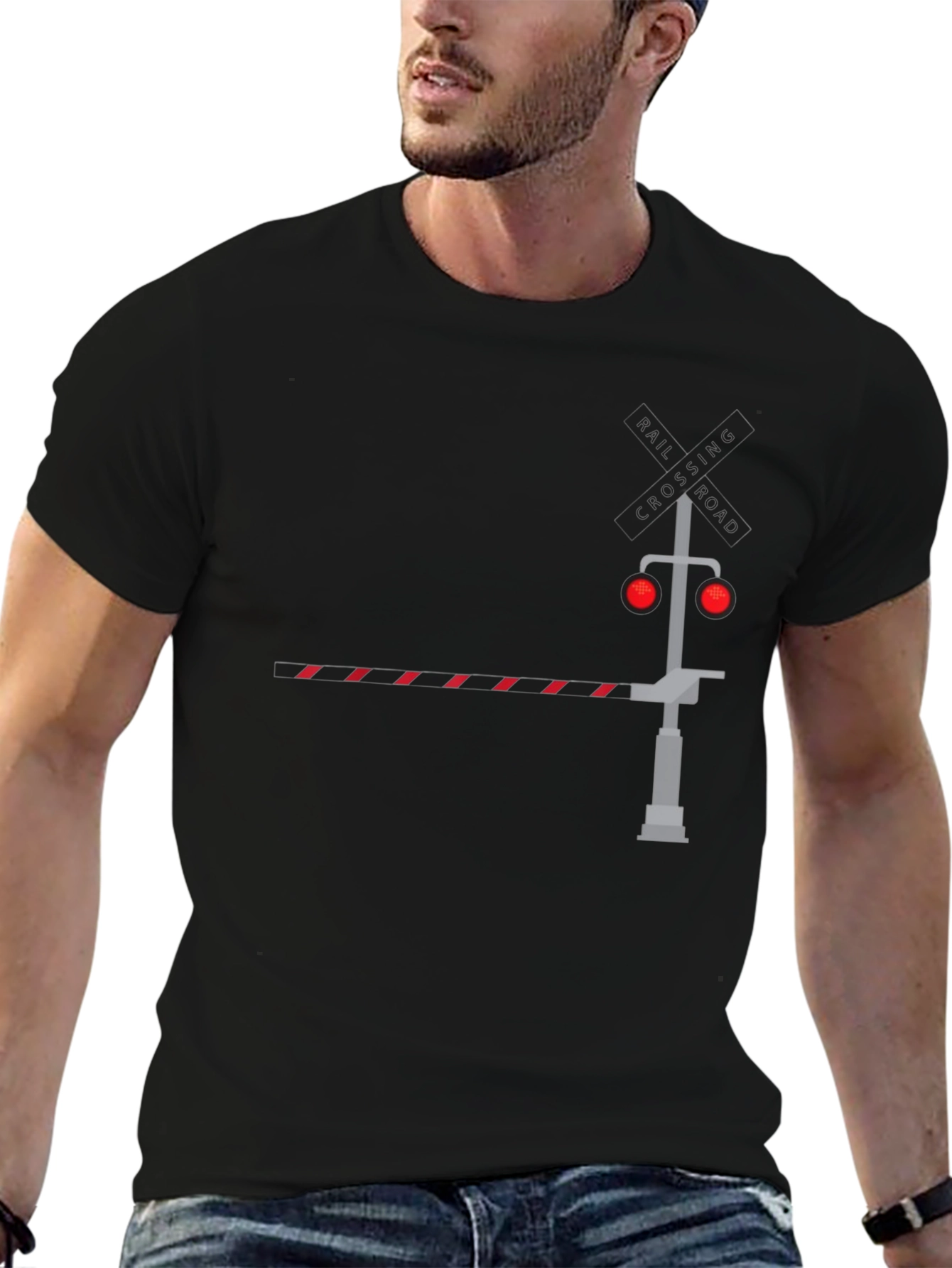Railroad Crossing Graphic Tee - Black