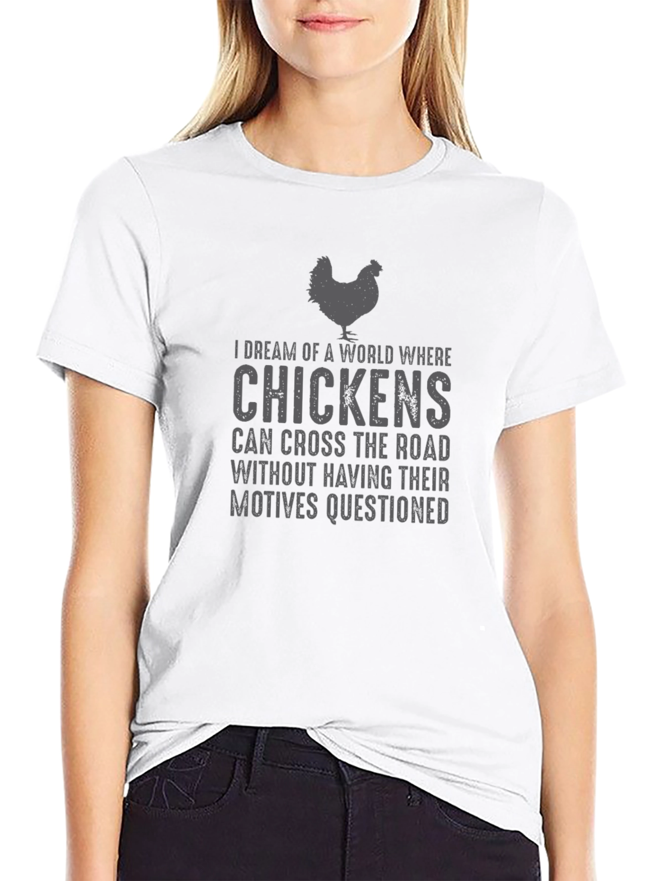 Chicken Road Crossing T-Shirt - Funny Graphic Tee
