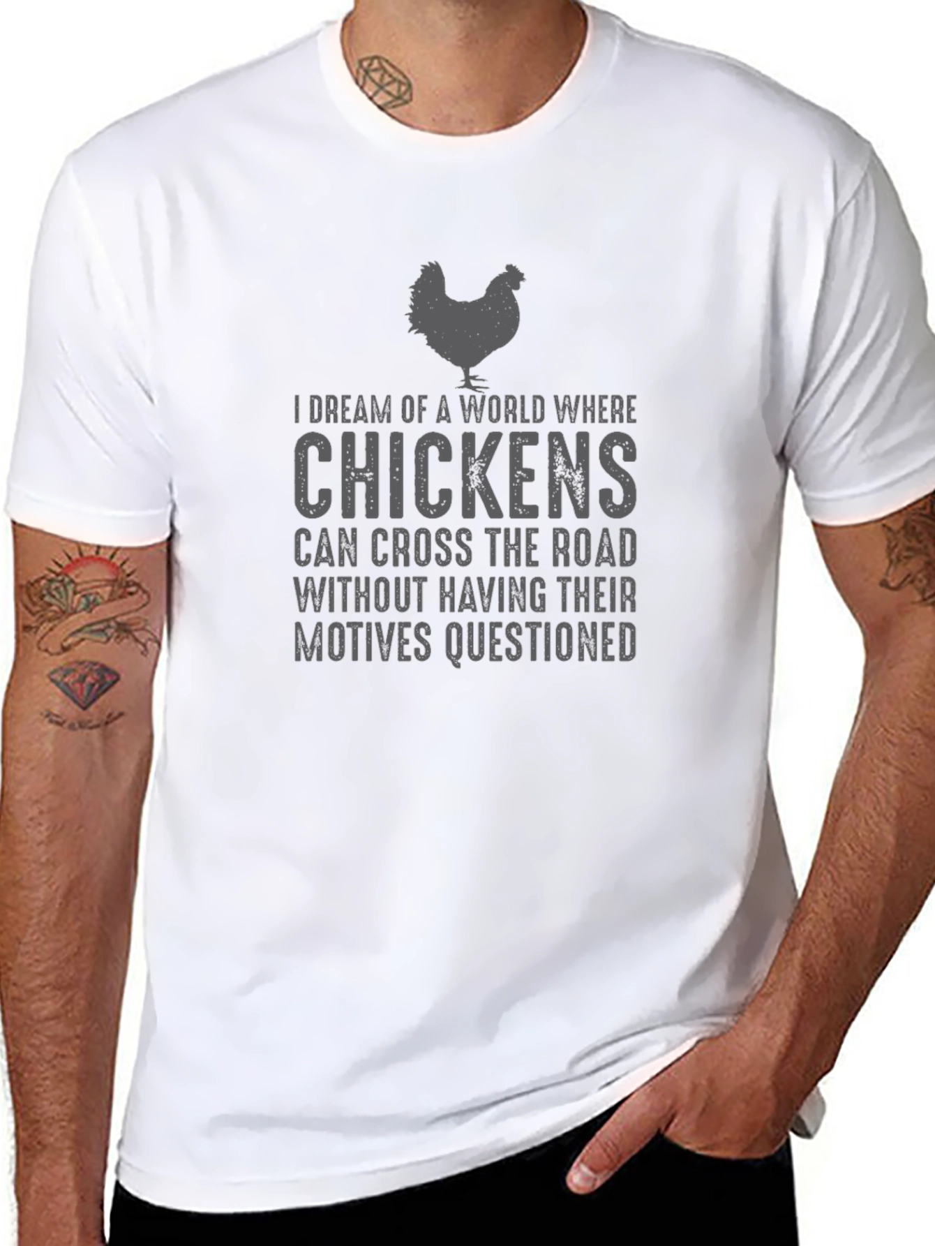 Chicken Road Crossing T-Shirt - Funny Graphic Tee
