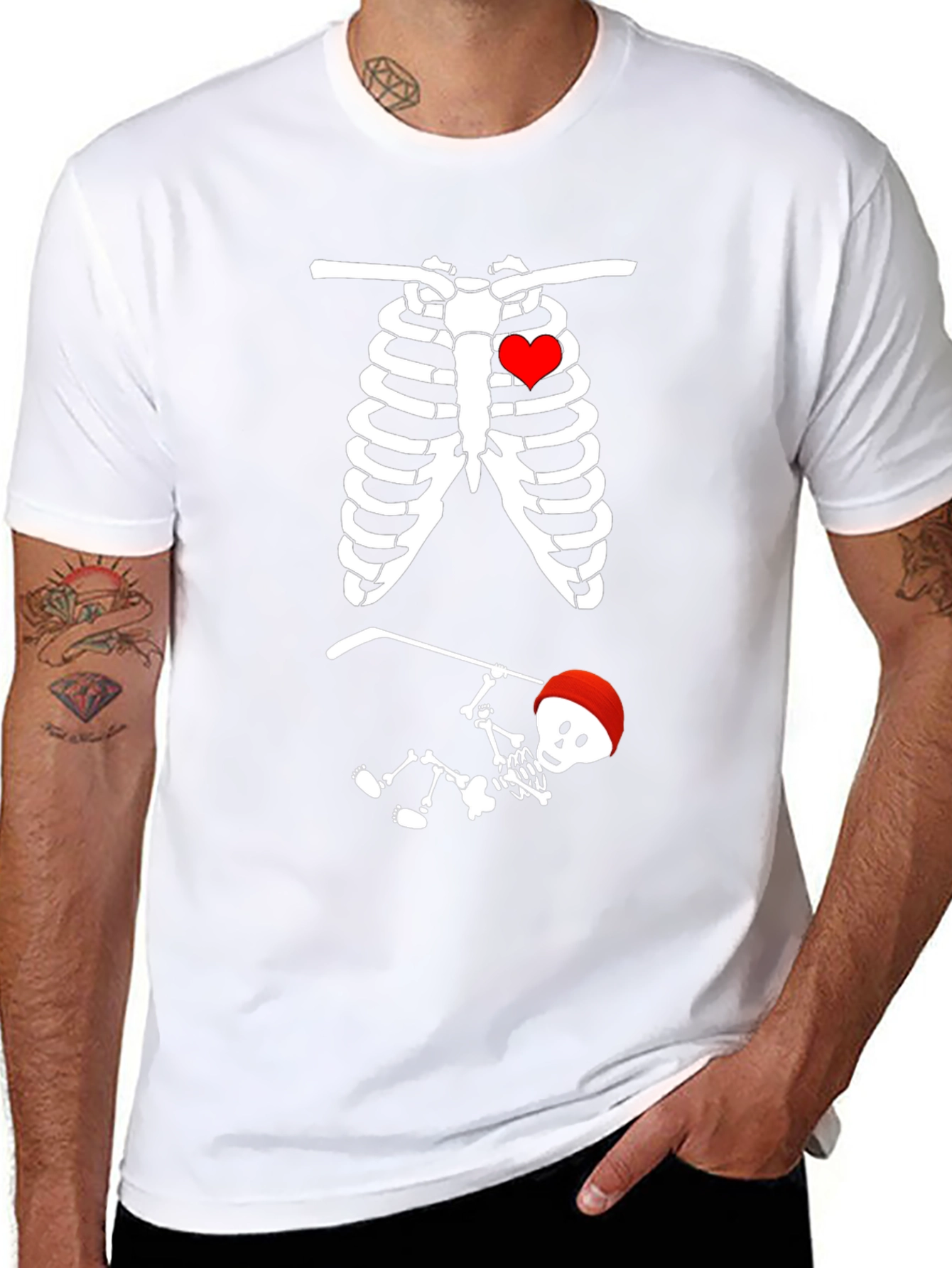 Skeleton Hockey Player T-Shirt