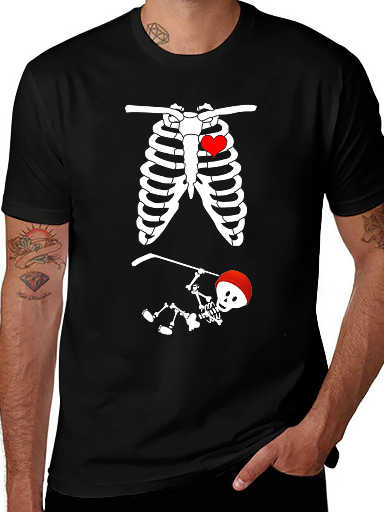 Skeleton Hockey Player T-Shirt