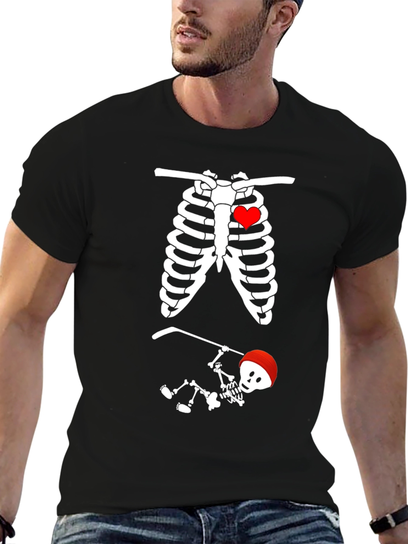 Skeleton Hockey Player T-Shirt
