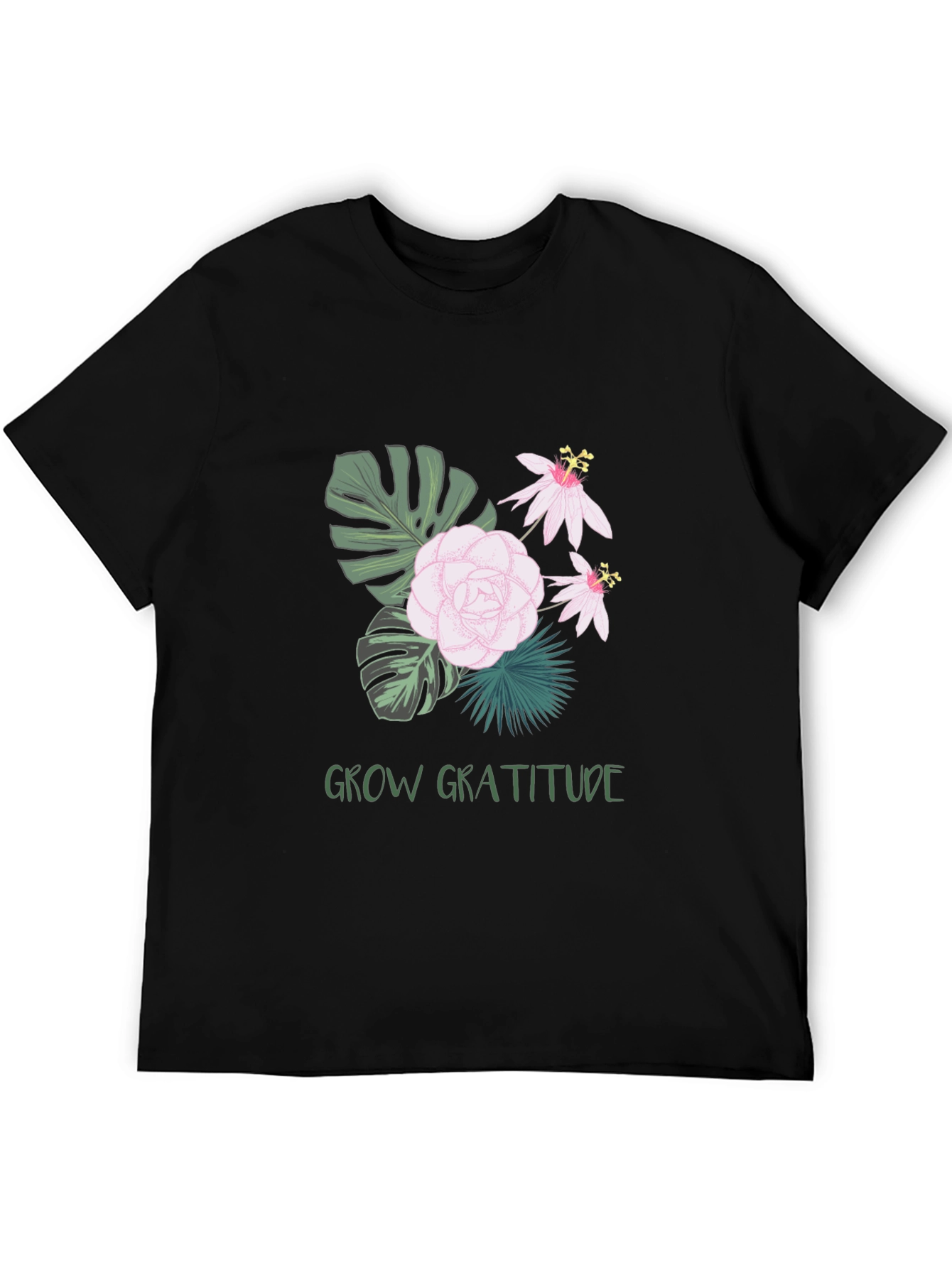 Grow Gratitude Graphic Tee - Stylish Black Shirt