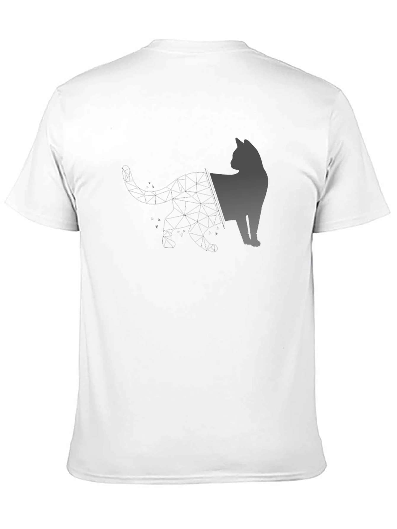 Geometric Cat Graphic Black T-Shirt