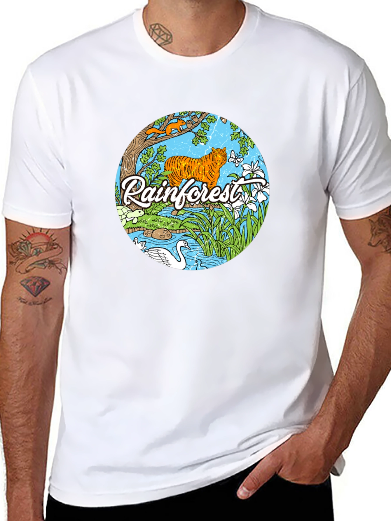 Rainforest Tiger Graphic Tee - Nature Lover T-Shirt