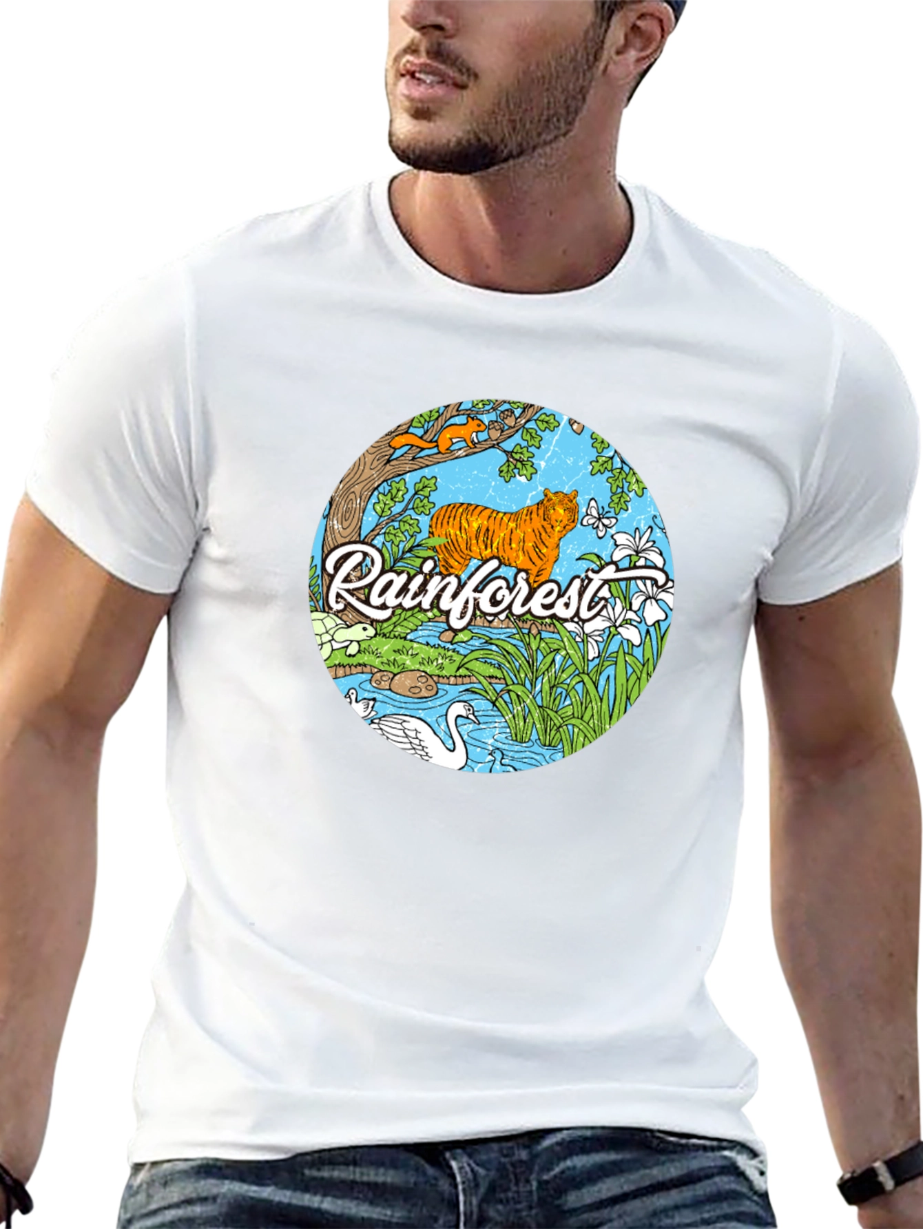 Rainforest Tiger Graphic Tee - Nature Lover T-Shirt