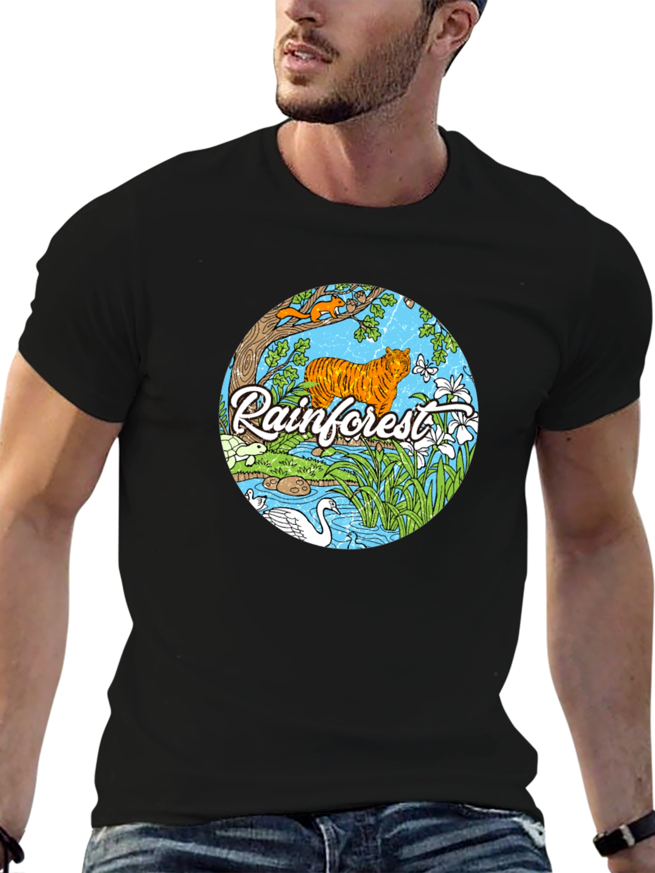 Rainforest Tiger Graphic Tee - Nature Lover T-Shirt
