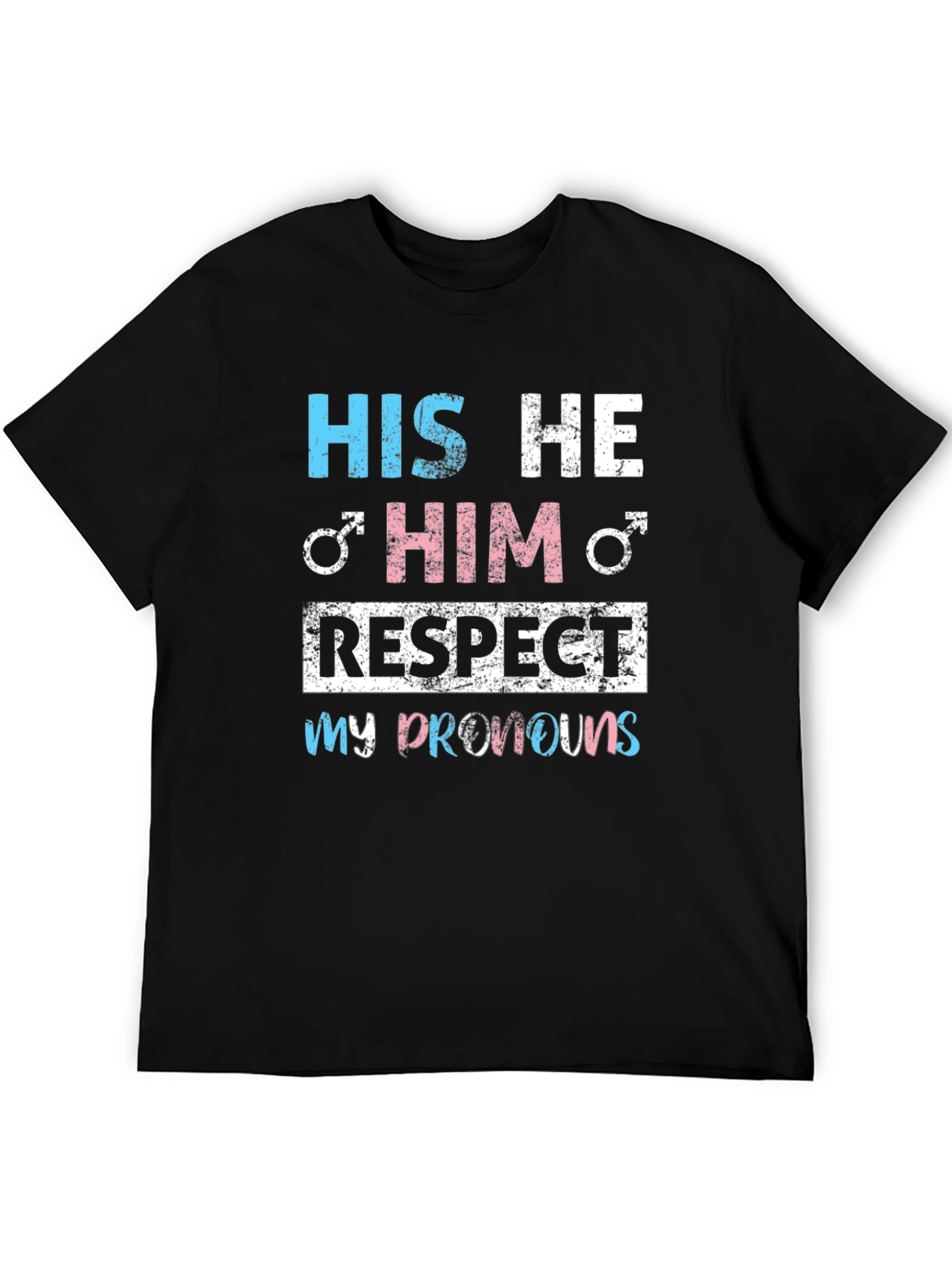 Respect Pronouns T-Shirt - His/He/Him - Transgender Pride