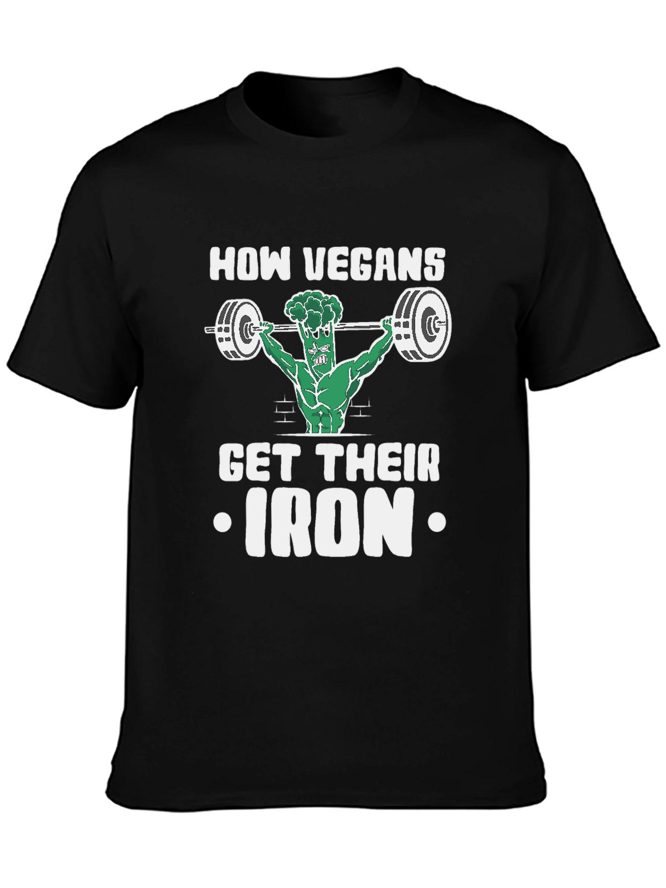 Vegan Iron T-Shirt - Weightlifting Broccoli Design