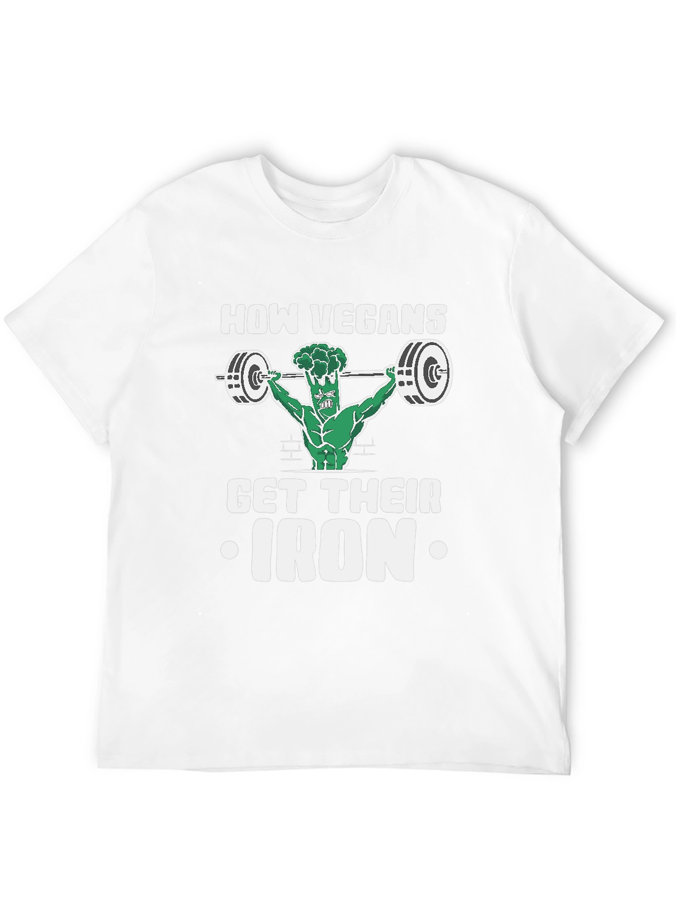 Vegan Iron T-Shirt - Weightlifting Broccoli Design