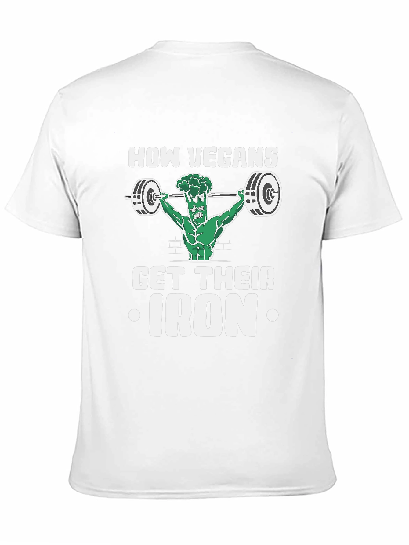 Vegan Iron T-Shirt - Weightlifting Broccoli Design