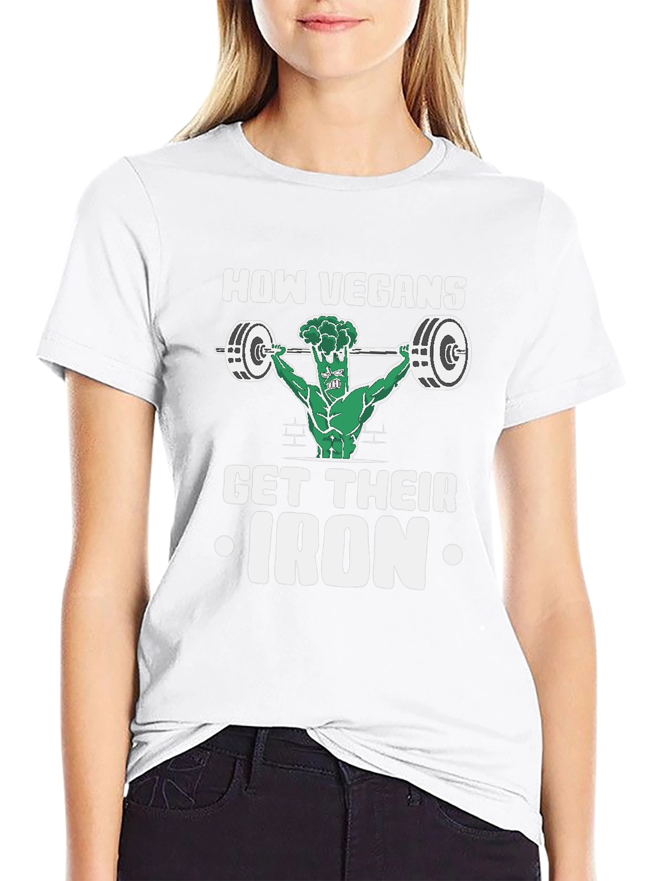 Vegan Iron T-Shirt - Weightlifting Broccoli Design
