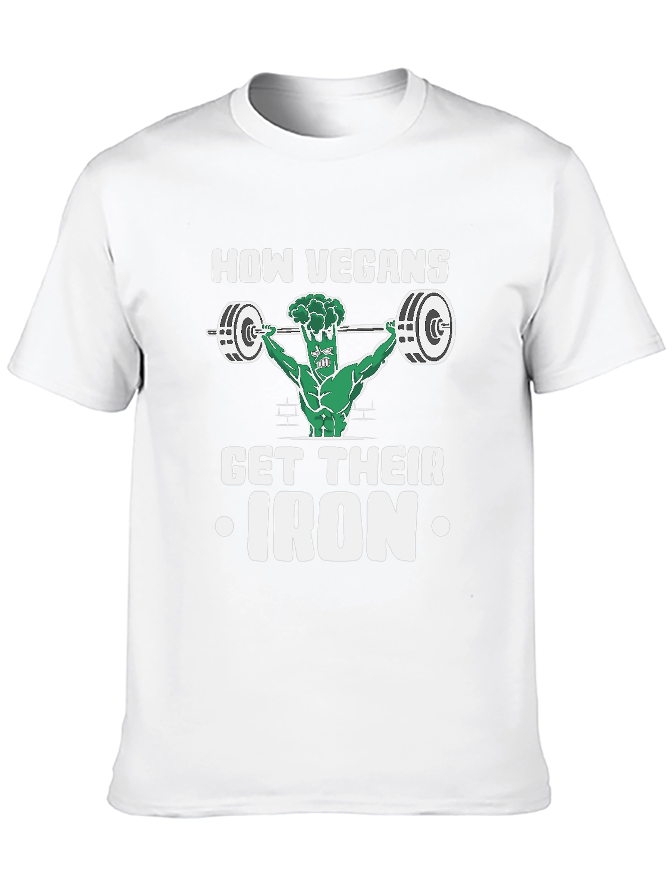 Vegan Iron T-Shirt - Weightlifting Broccoli Design