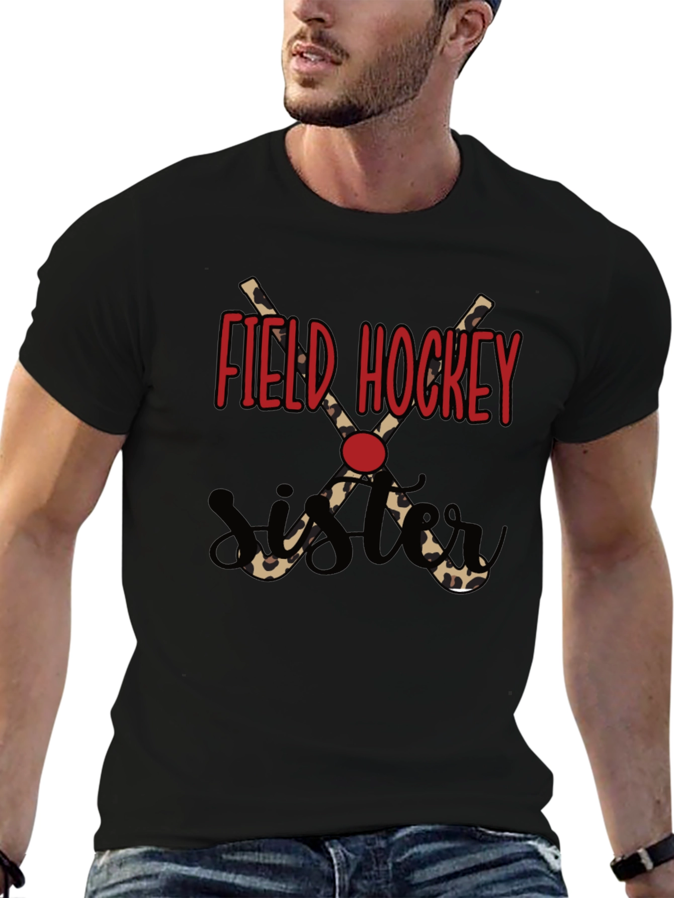 Field Hockey Sister T-Shirt - Leopard Print Sticks