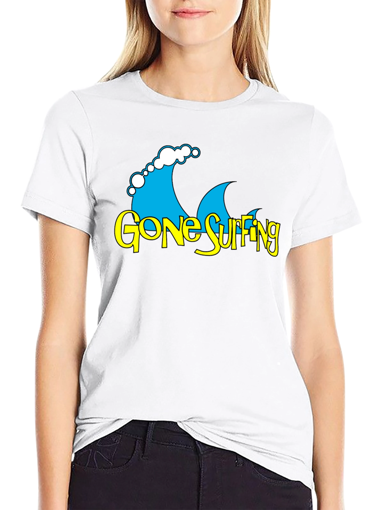 Gone Surfing Graphic T-Shirt - Black Cotton Tee