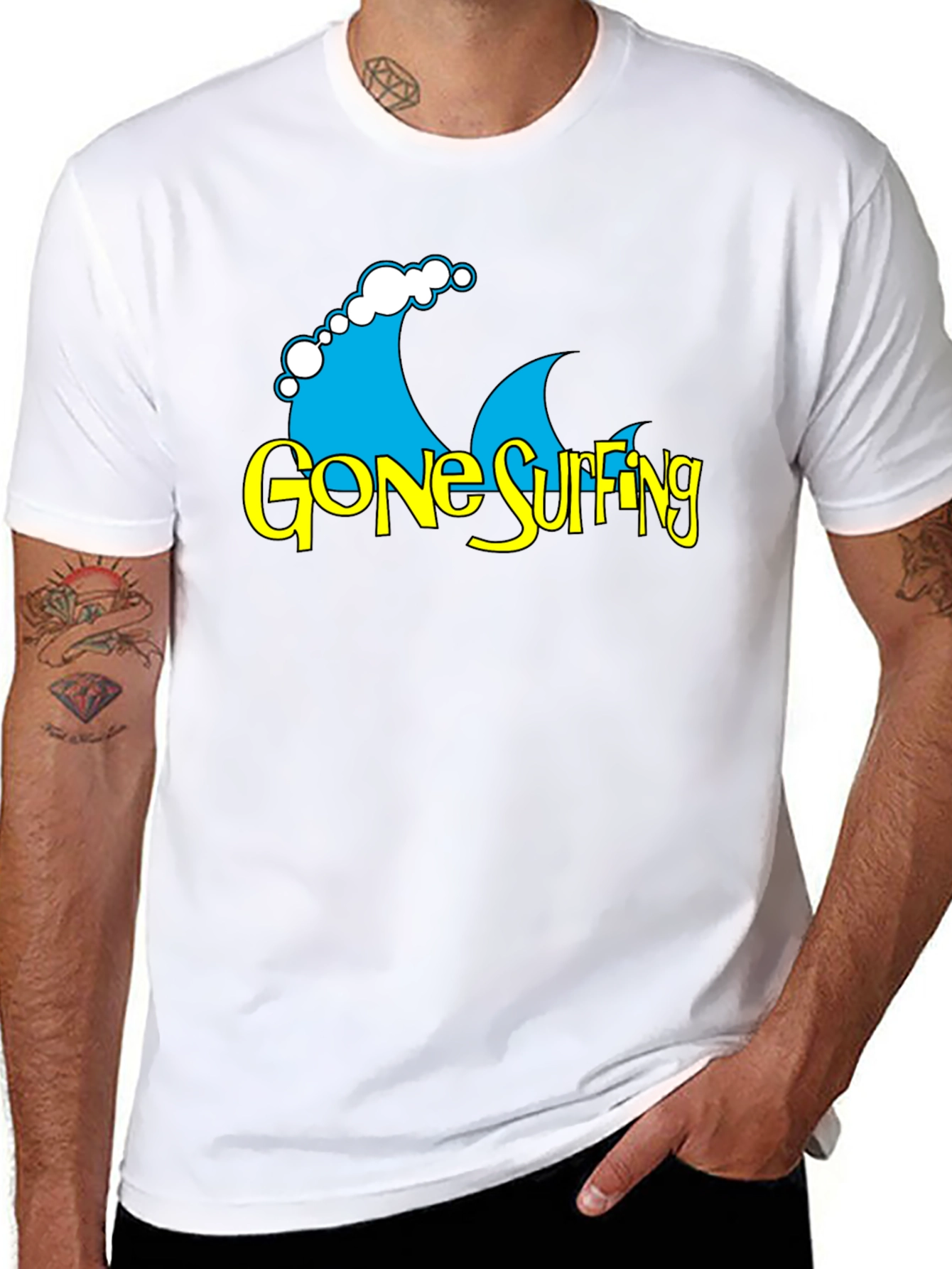 Gone Surfing Graphic T-Shirt - Black Cotton Tee