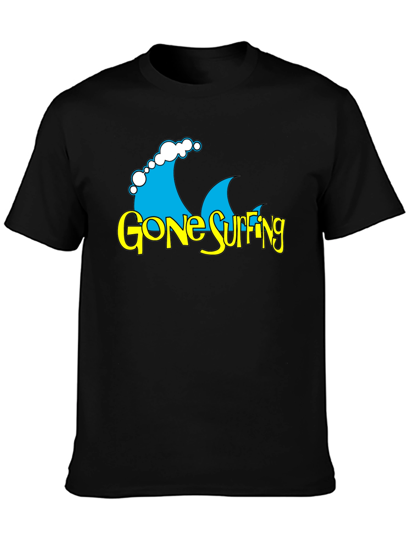 Gone Surfing Graphic T-Shirt - Black Cotton Tee