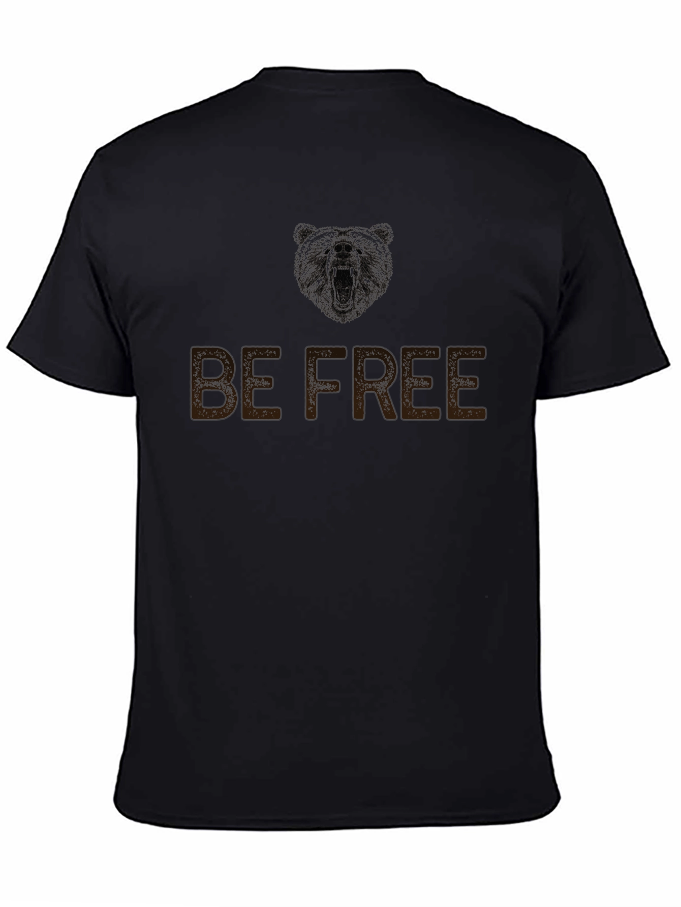 Be Free Bear Graphic Mens Black T-Shirt